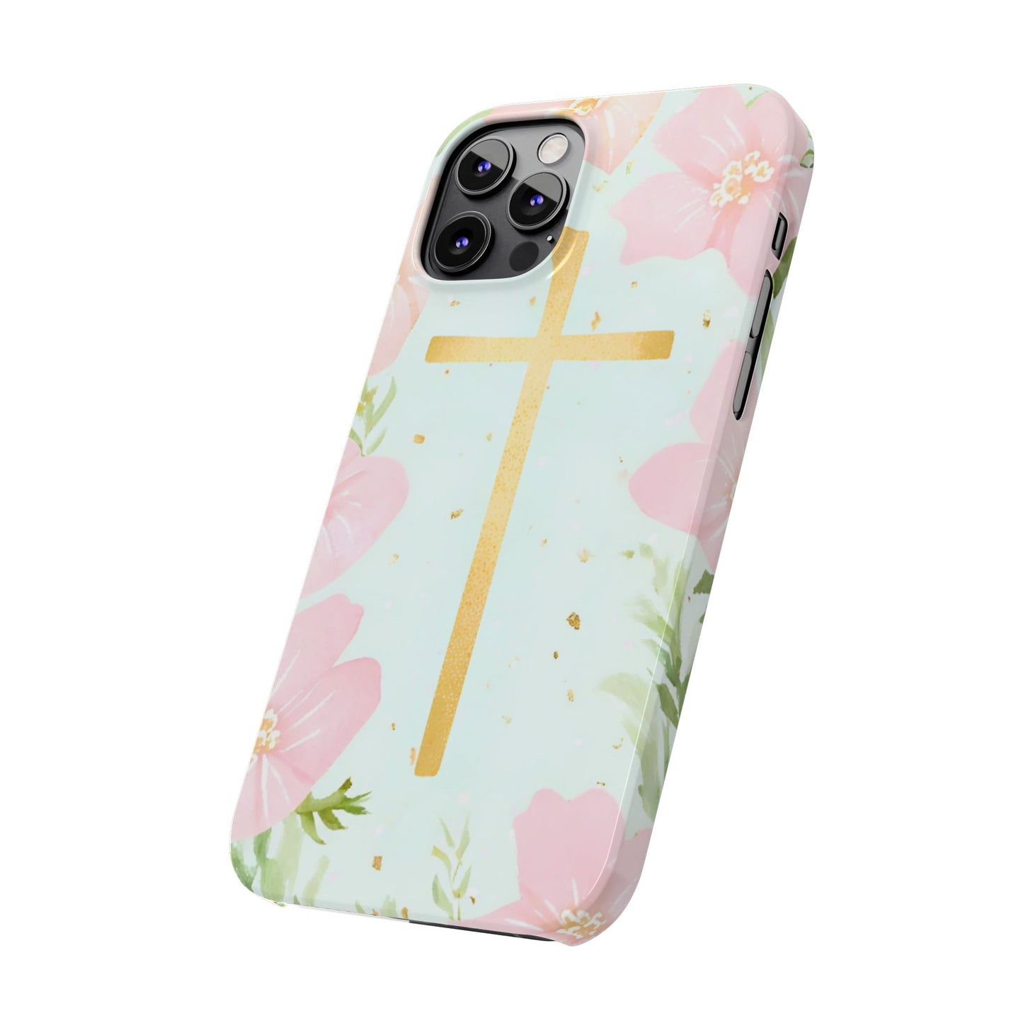 Cross with flowers Slim Phone Case