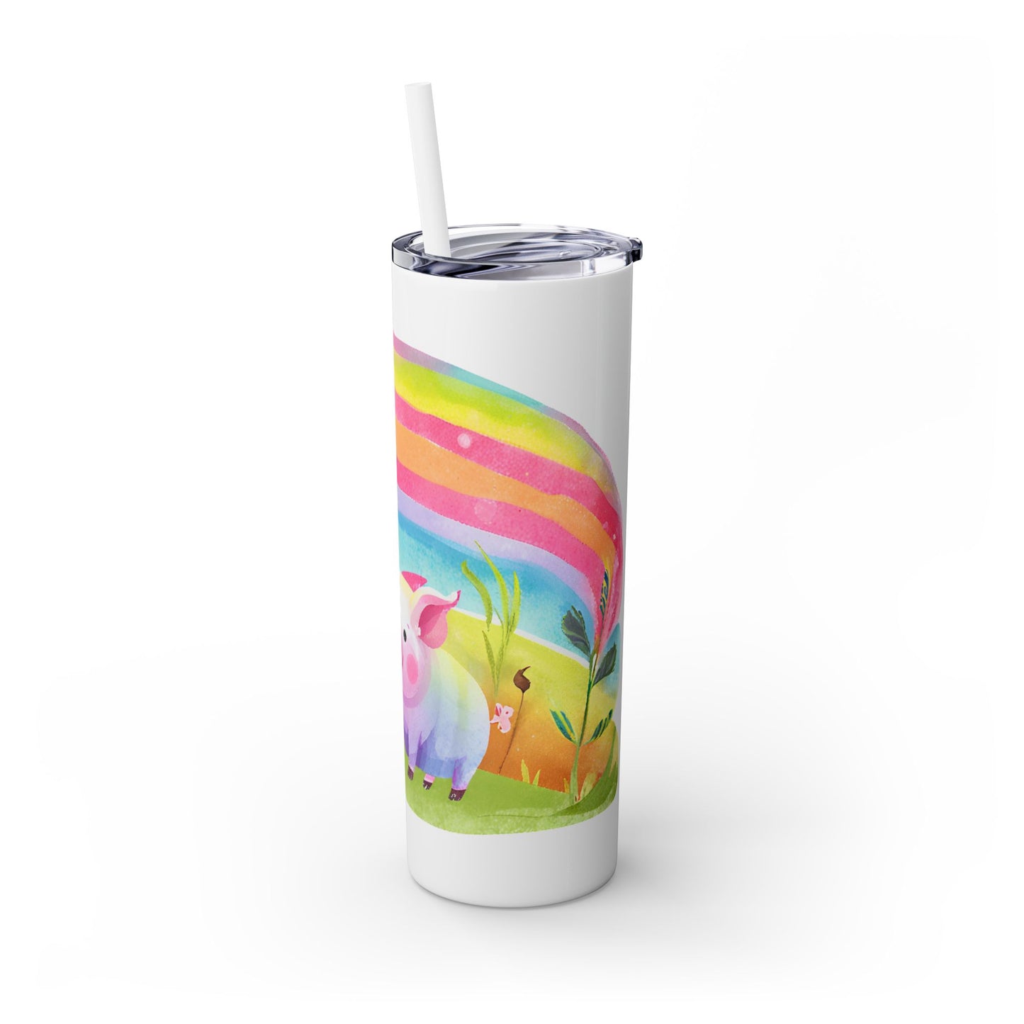 Rainbow Pig Tumbler with Straw, 20oz