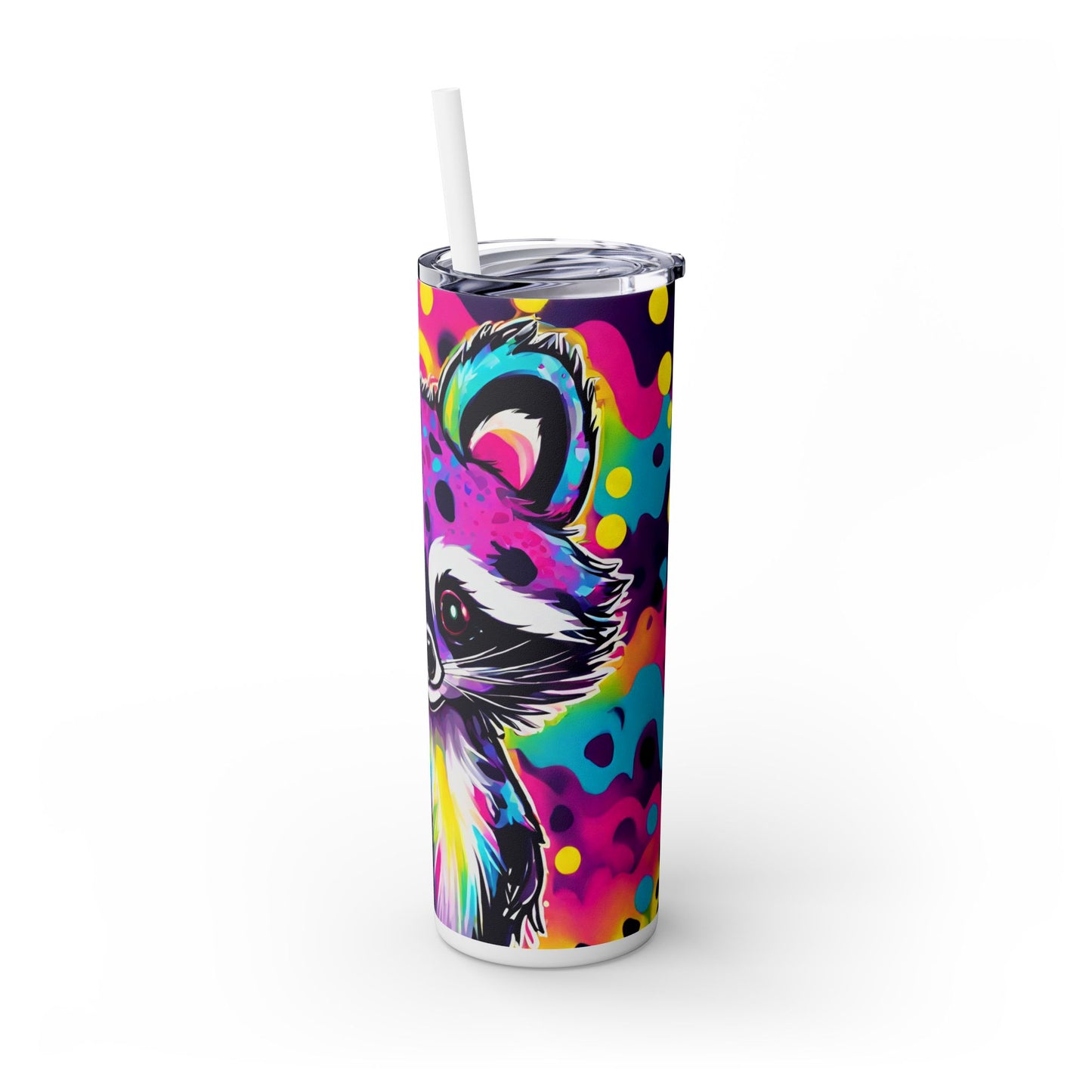 Raccoon Skinny Tumbler with Straw, 20oz