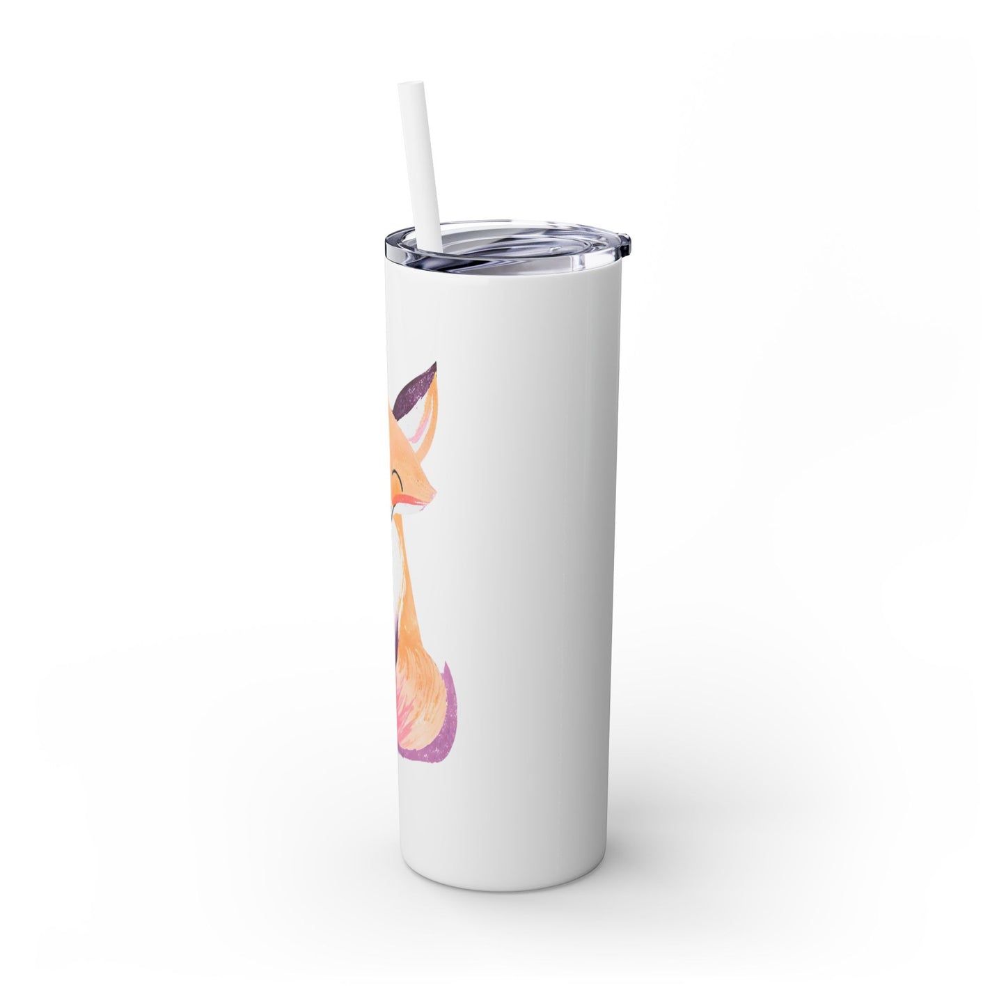 Cute Fox Skinny Tumbler with Straw, 20oz