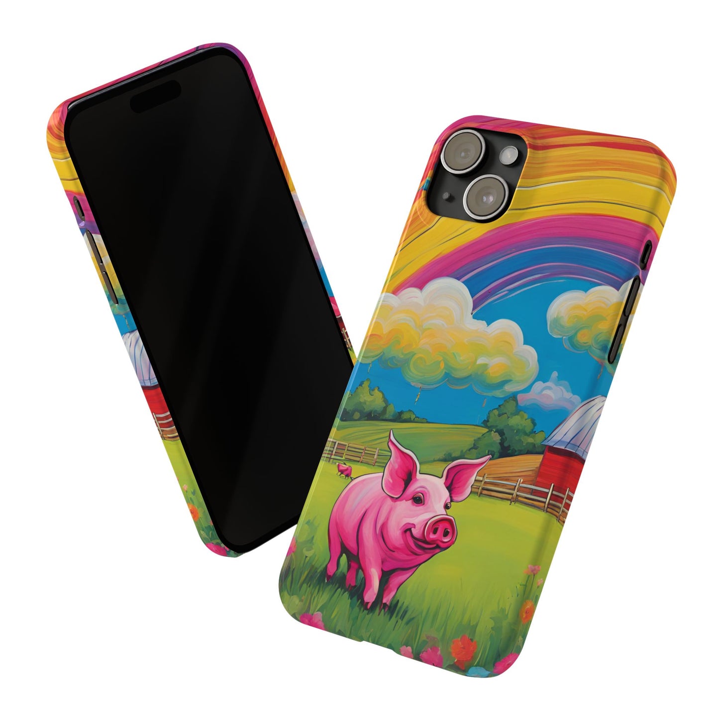 Rainbow Pig Farm Slim Phone Case