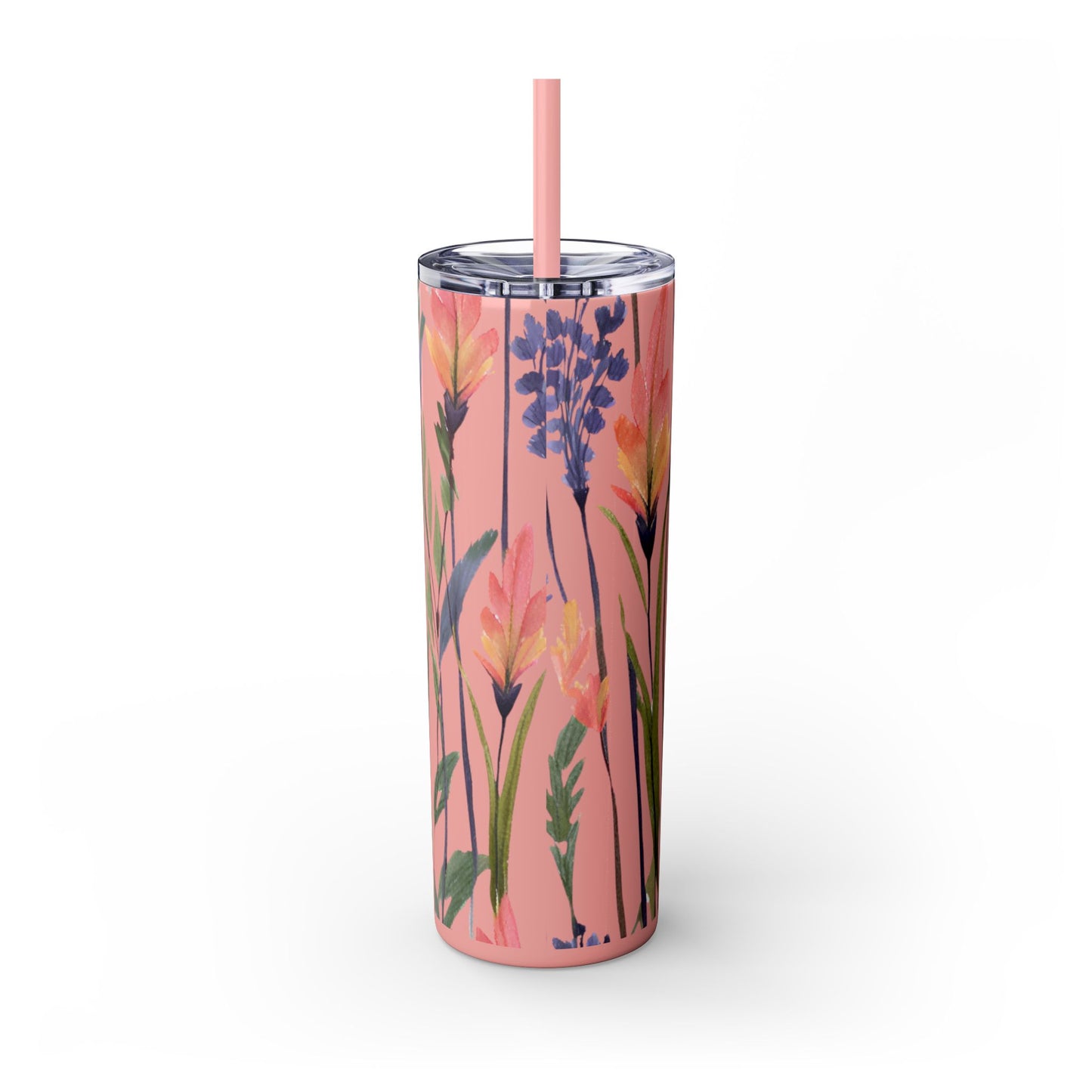 Wildflower Skinny Tumbler with Straw, 20oz