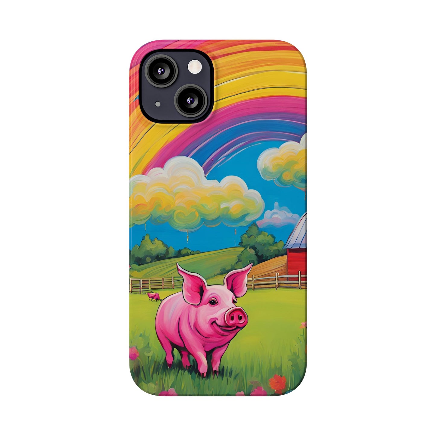 Rainbow Pig Farm Slim Phone Case