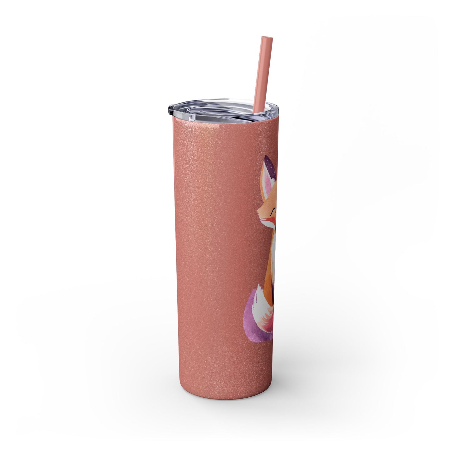 Cute Fox Skinny Tumbler with Straw, 20oz