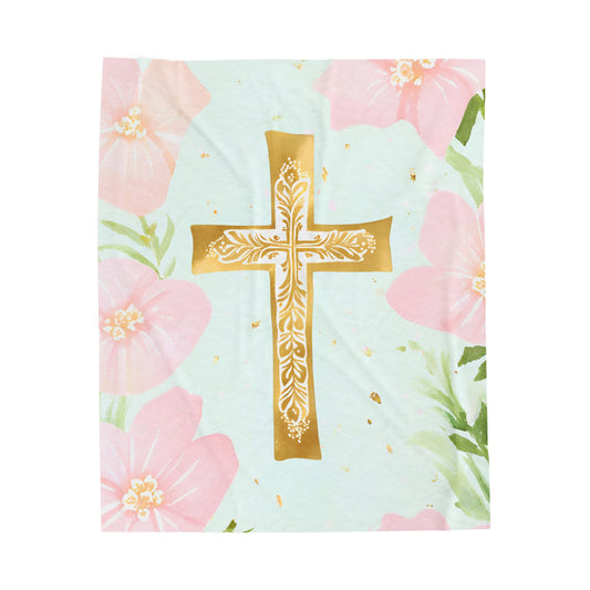 Gold Cross Plush Blanket