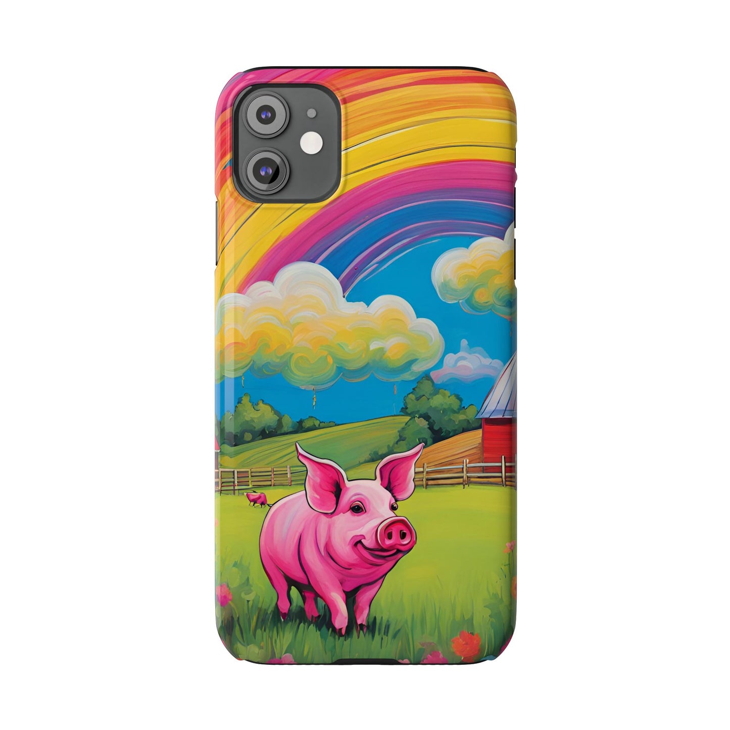 Rainbow Pig Farm Slim Phone Case