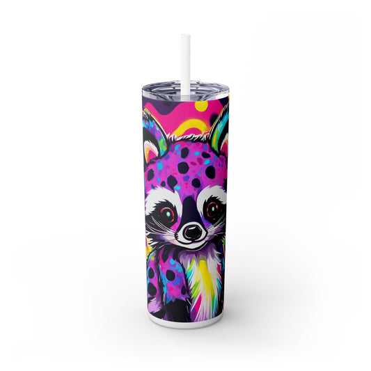 Raccoon Skinny Tumbler with Straw, 20oz