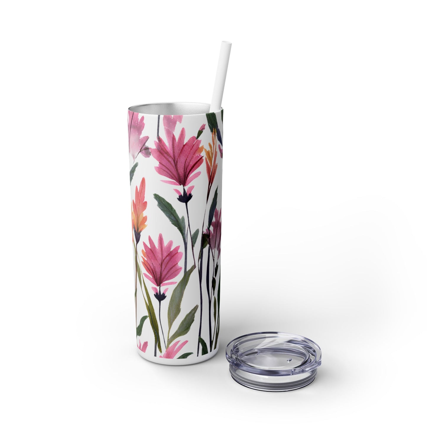 Wildflower Skinny Tumbler with Straw, 20oz