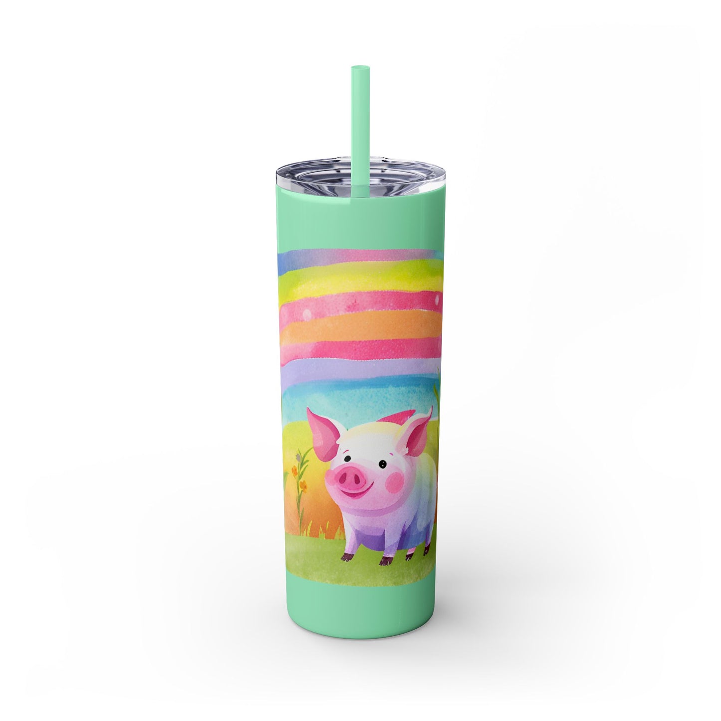 Rainbow Pig Tumbler with Straw, 20oz