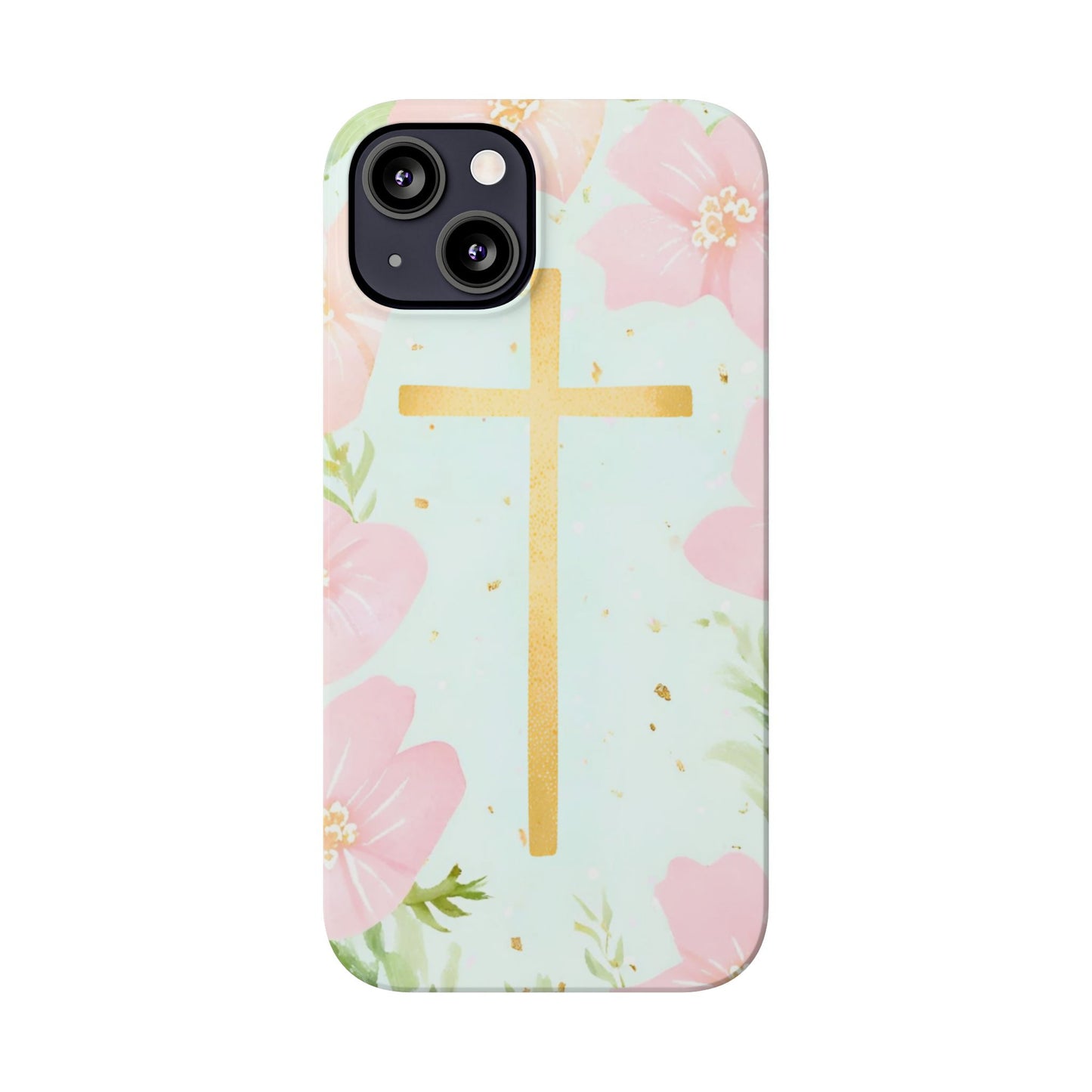 Cross with flowers Slim Phone Case