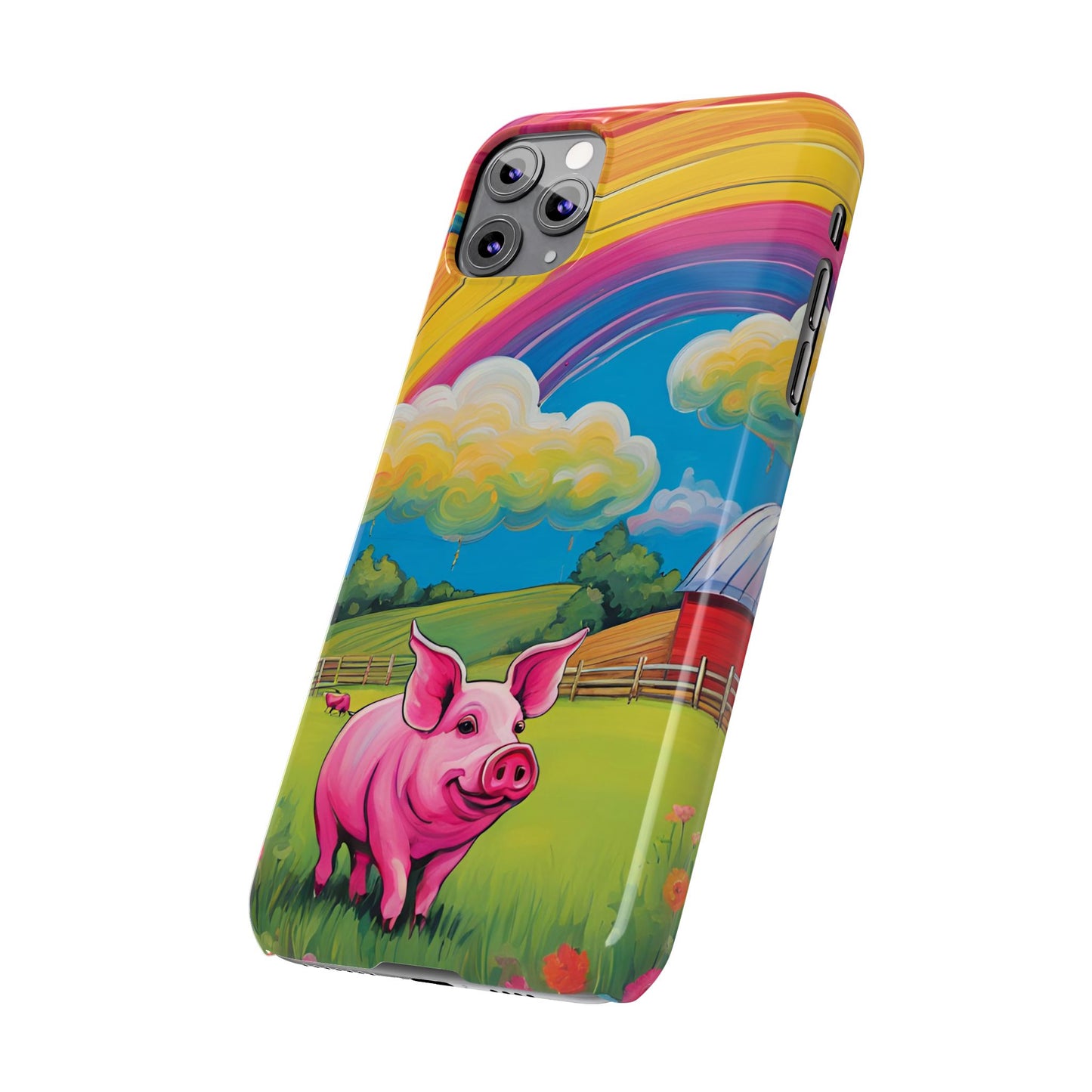 Rainbow Pig Farm Slim Phone Case