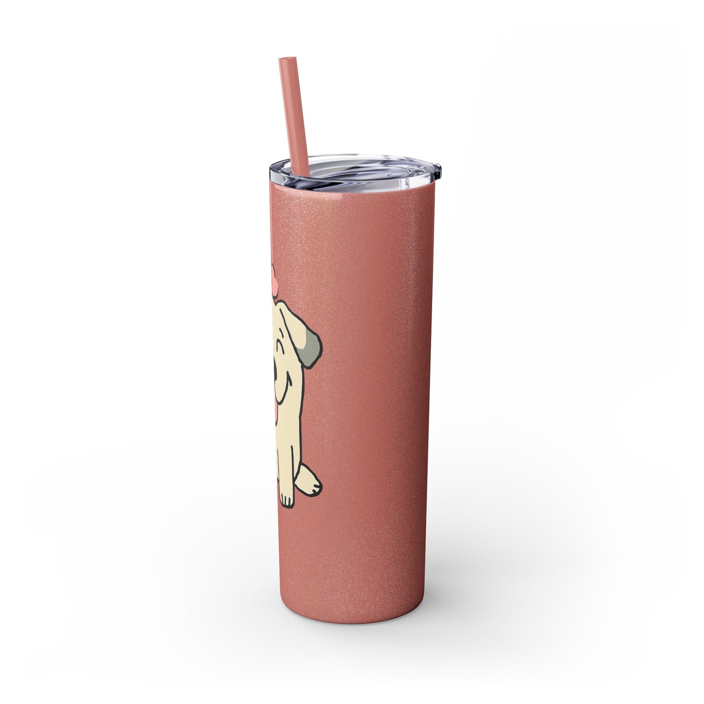 Happy Love Puppy Dog Skinny Tumbler with Straw, 20oz