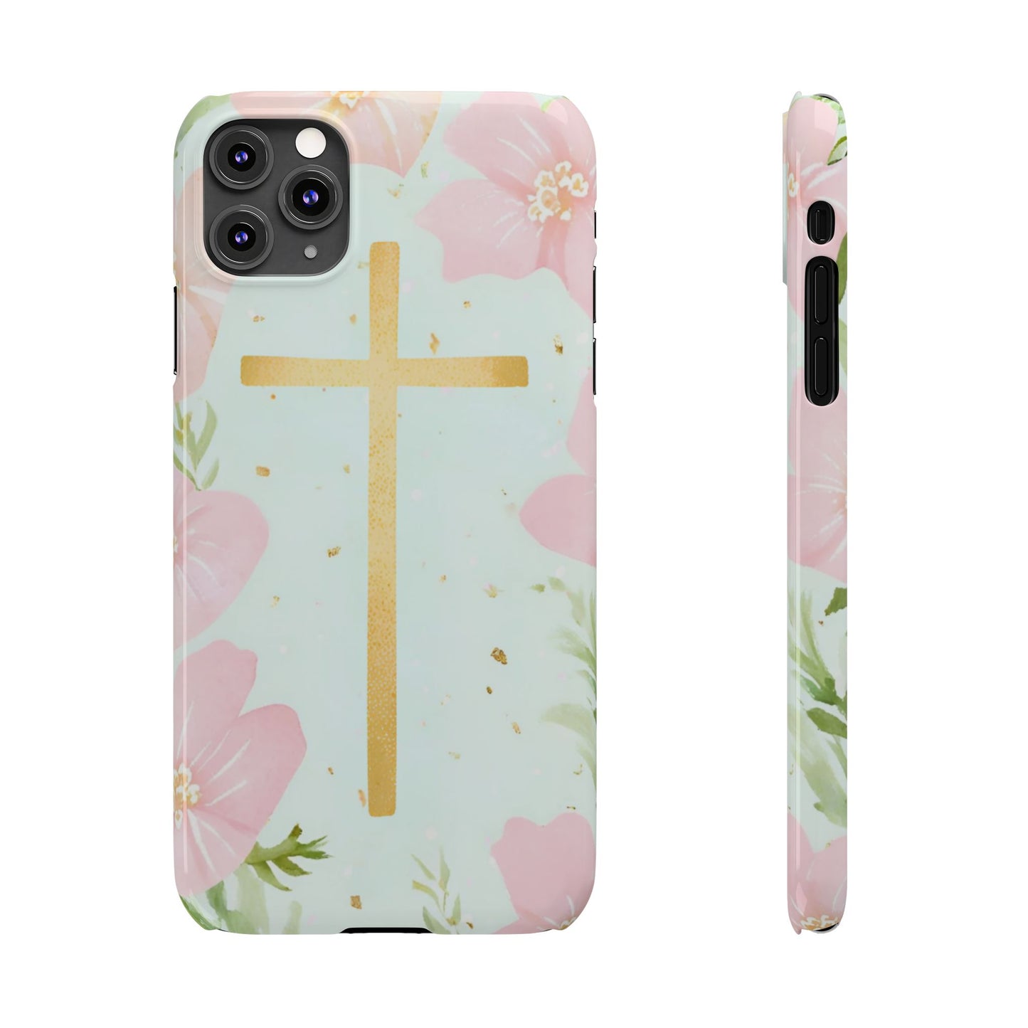 Cross with flowers Slim Phone Case