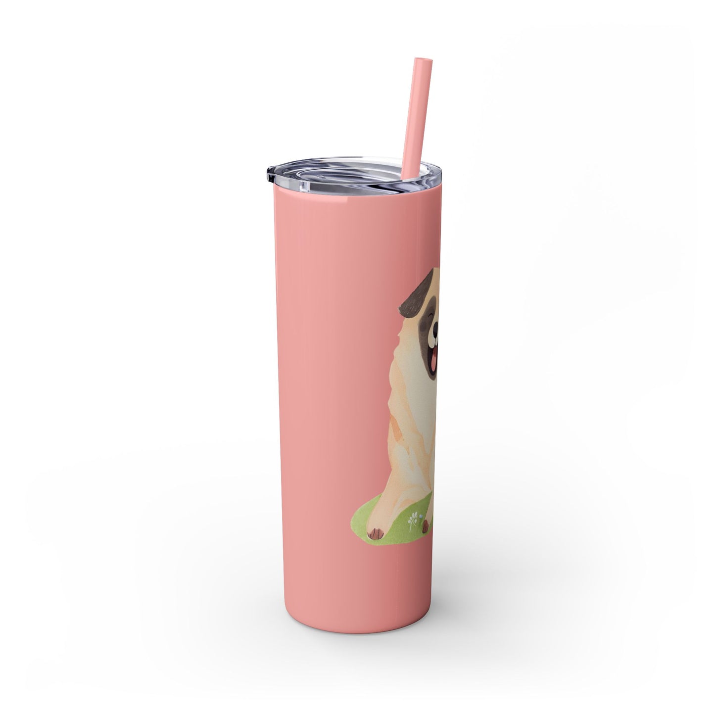 Happy Shepherd Puppy Dog Skinny Tumbler with Straw, 20oz