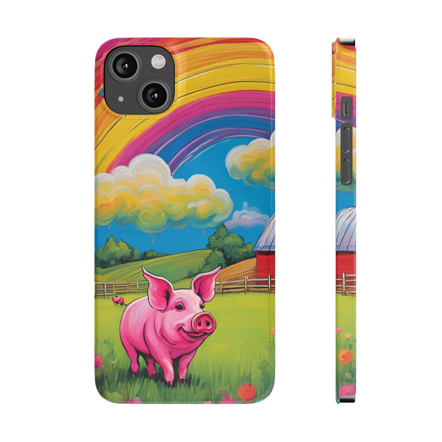 Rainbow Pig Farm Slim Phone Case