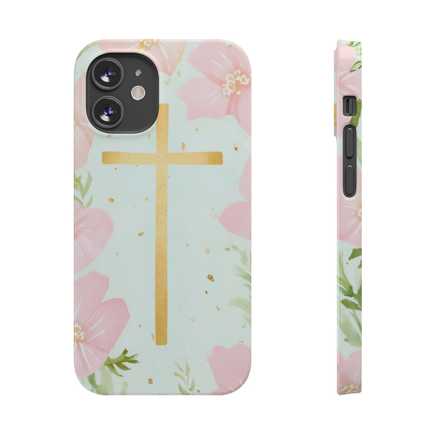 Cross with flowers Slim Phone Case