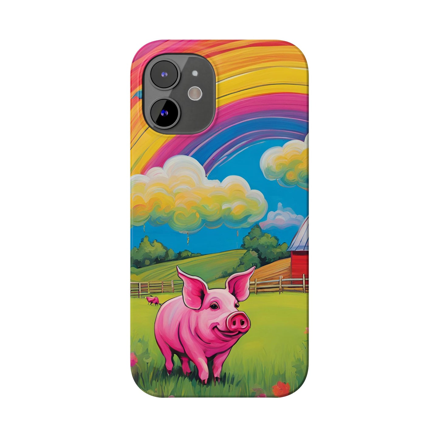 Rainbow Pig Farm Slim Phone Case