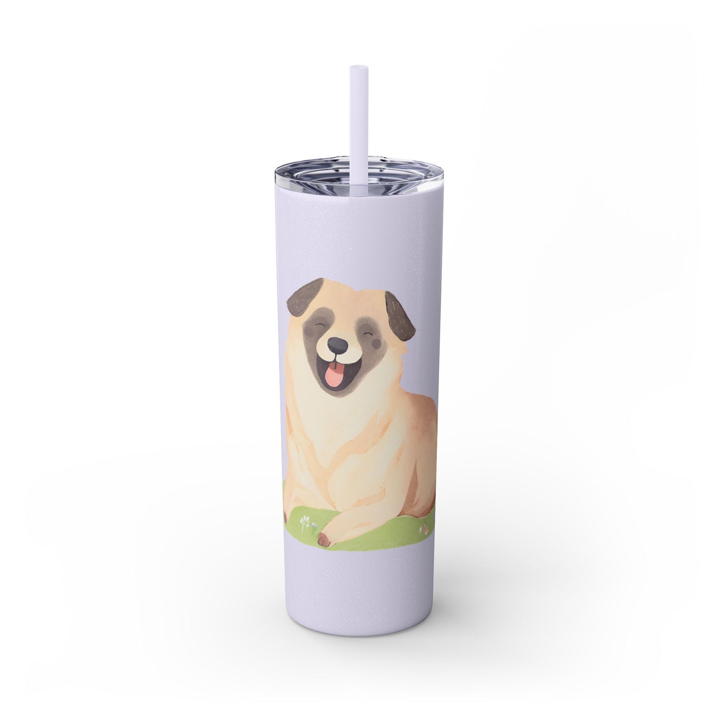 Happy Shepherd Puppy Dog Skinny Tumbler with Straw, 20oz