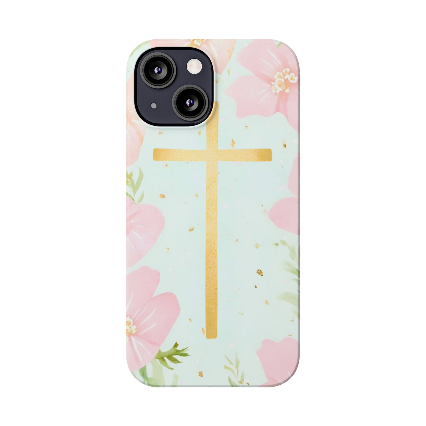 Cross with flowers Slim Phone Case