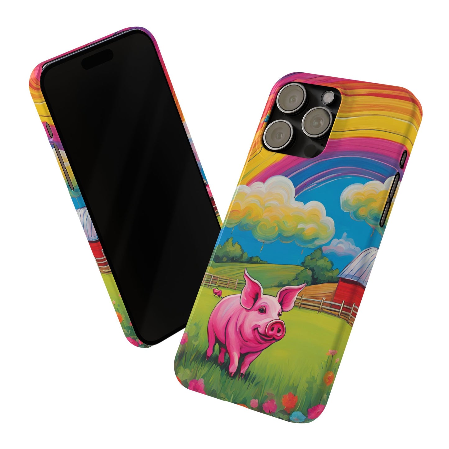 Rainbow Pig Farm Slim Phone Case