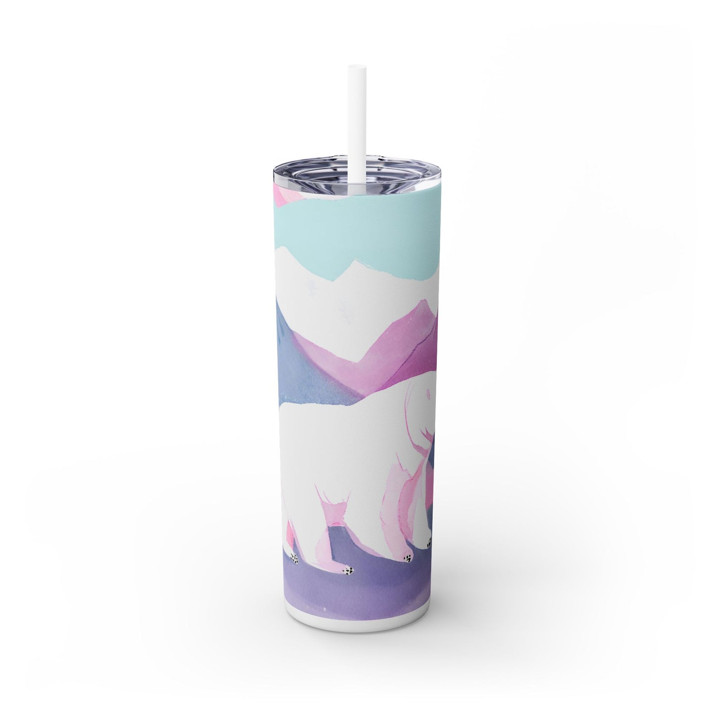 Polar Bear Skinny Tumbler with Straw, 20oz