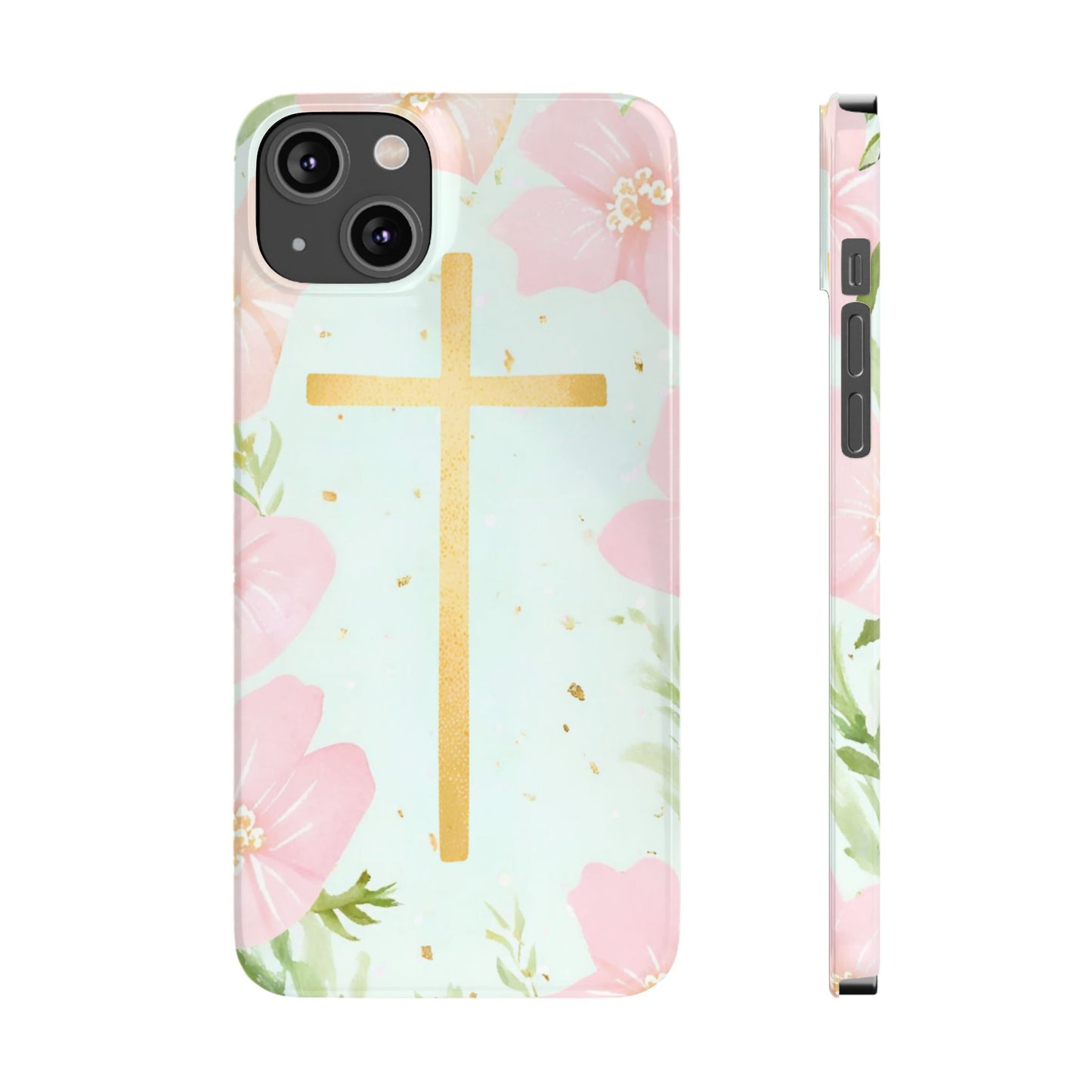 Cross with flowers Slim Phone Case