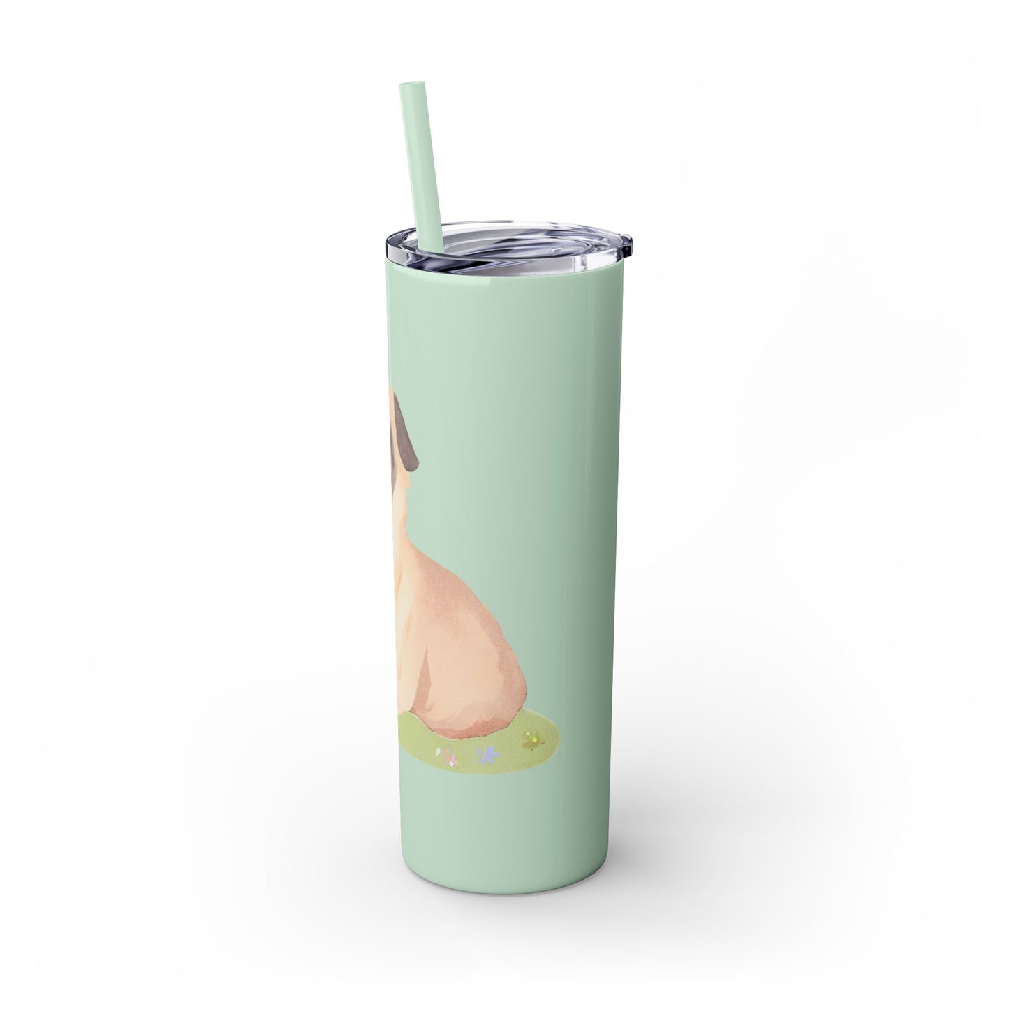 Happy Shepherd Puppy Dog Skinny Tumbler with Straw, 20oz