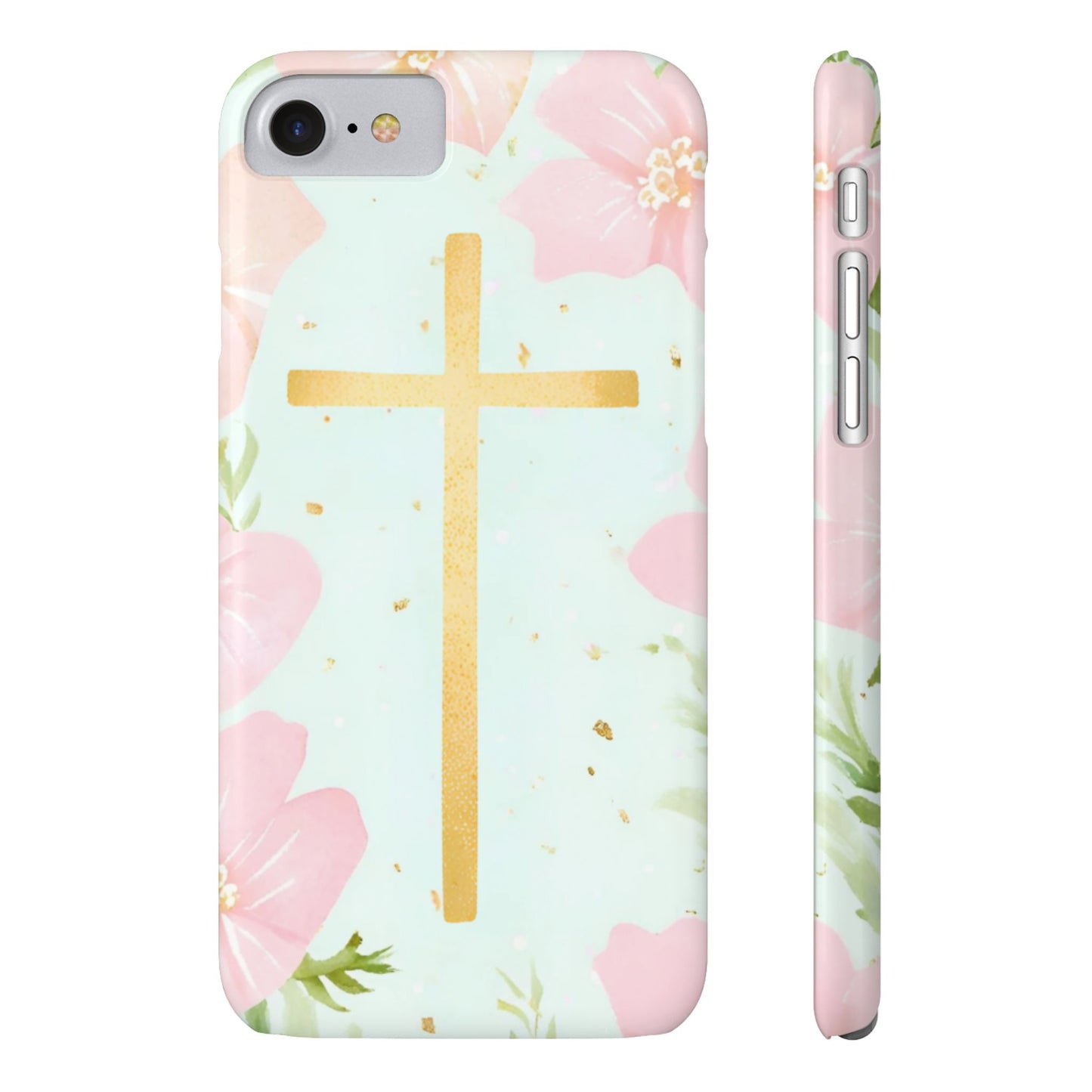 Cross with flowers Slim Phone Case