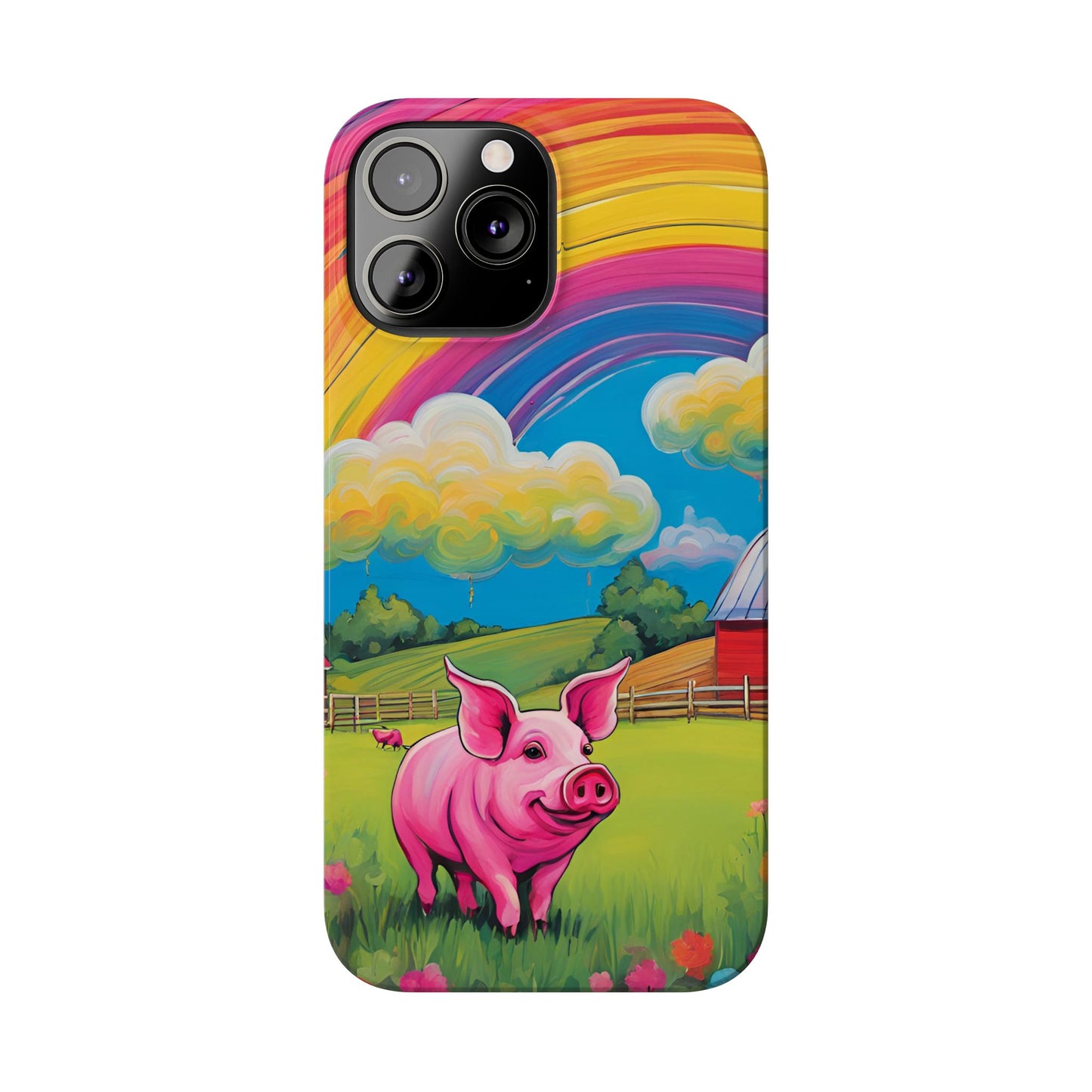 Rainbow Pig Farm Slim Phone Case