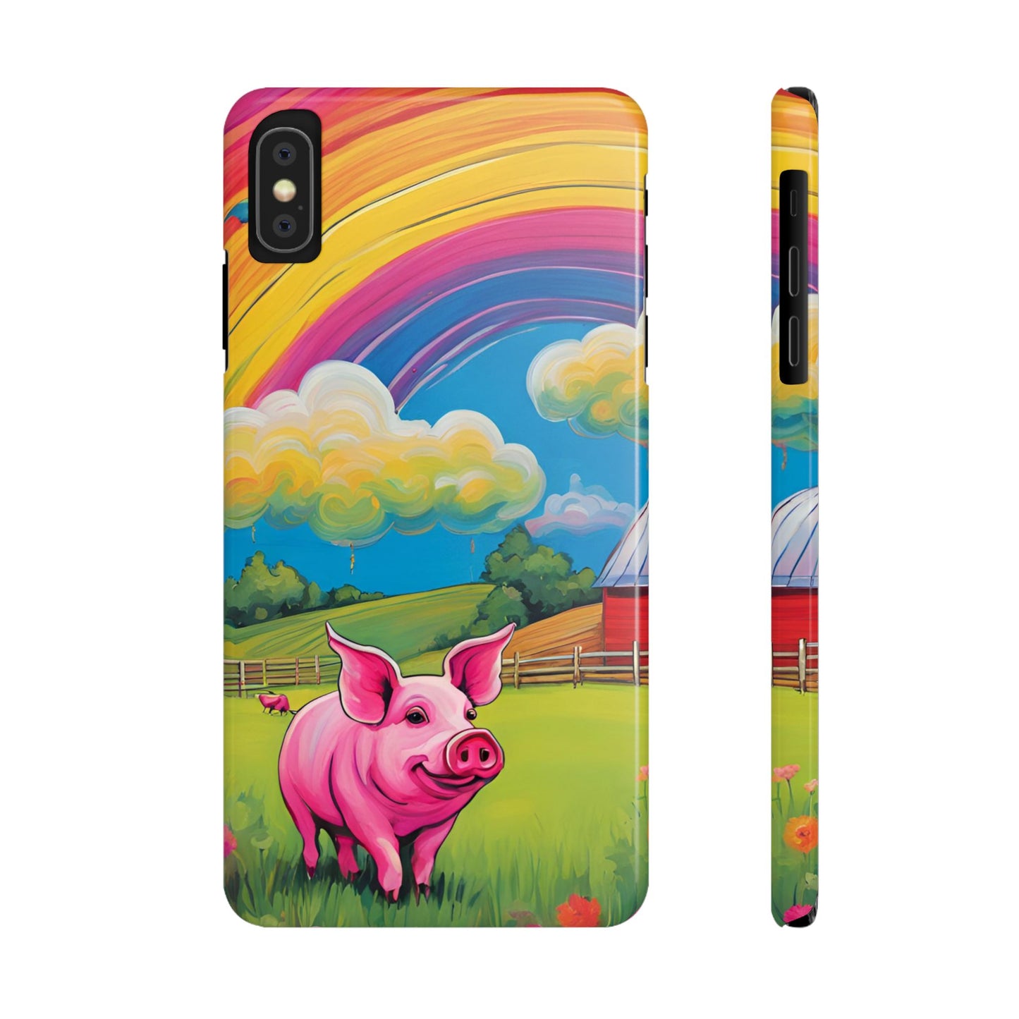 Rainbow Pig Farm Slim Phone Case