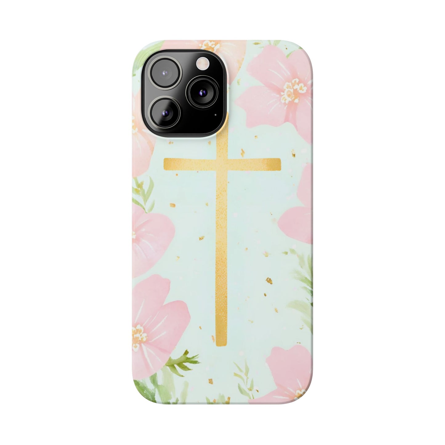 Cross with flowers Slim Phone Case