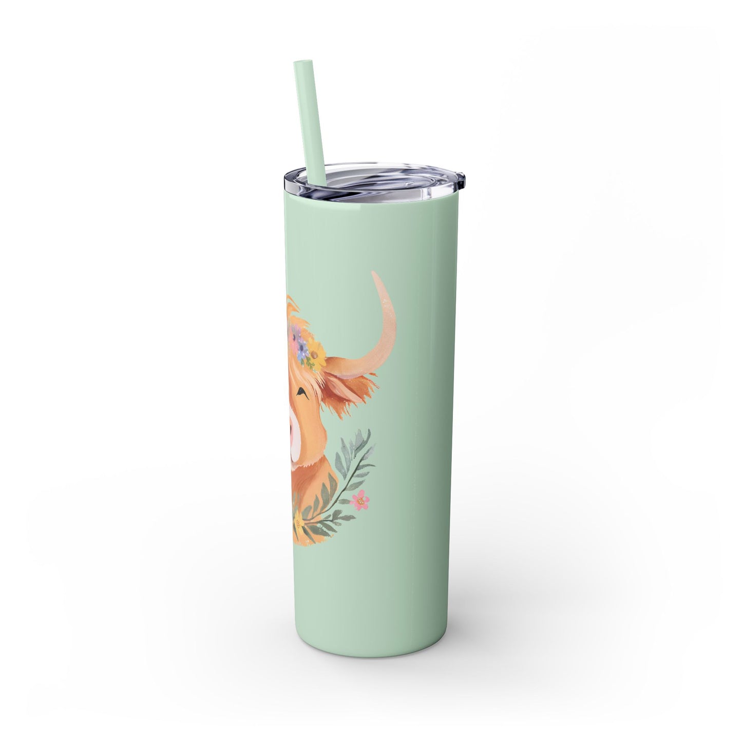 Highland Cow Skinny Tumbler with Straw, 20oz