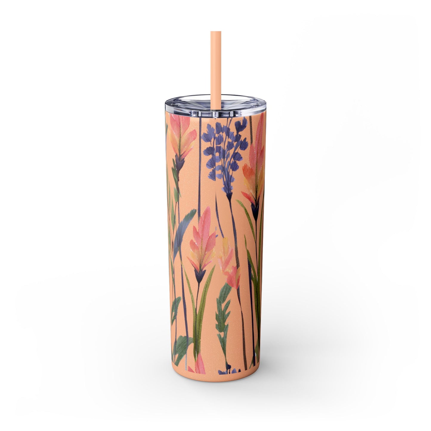 Wildflower Skinny Tumbler with Straw, 20oz