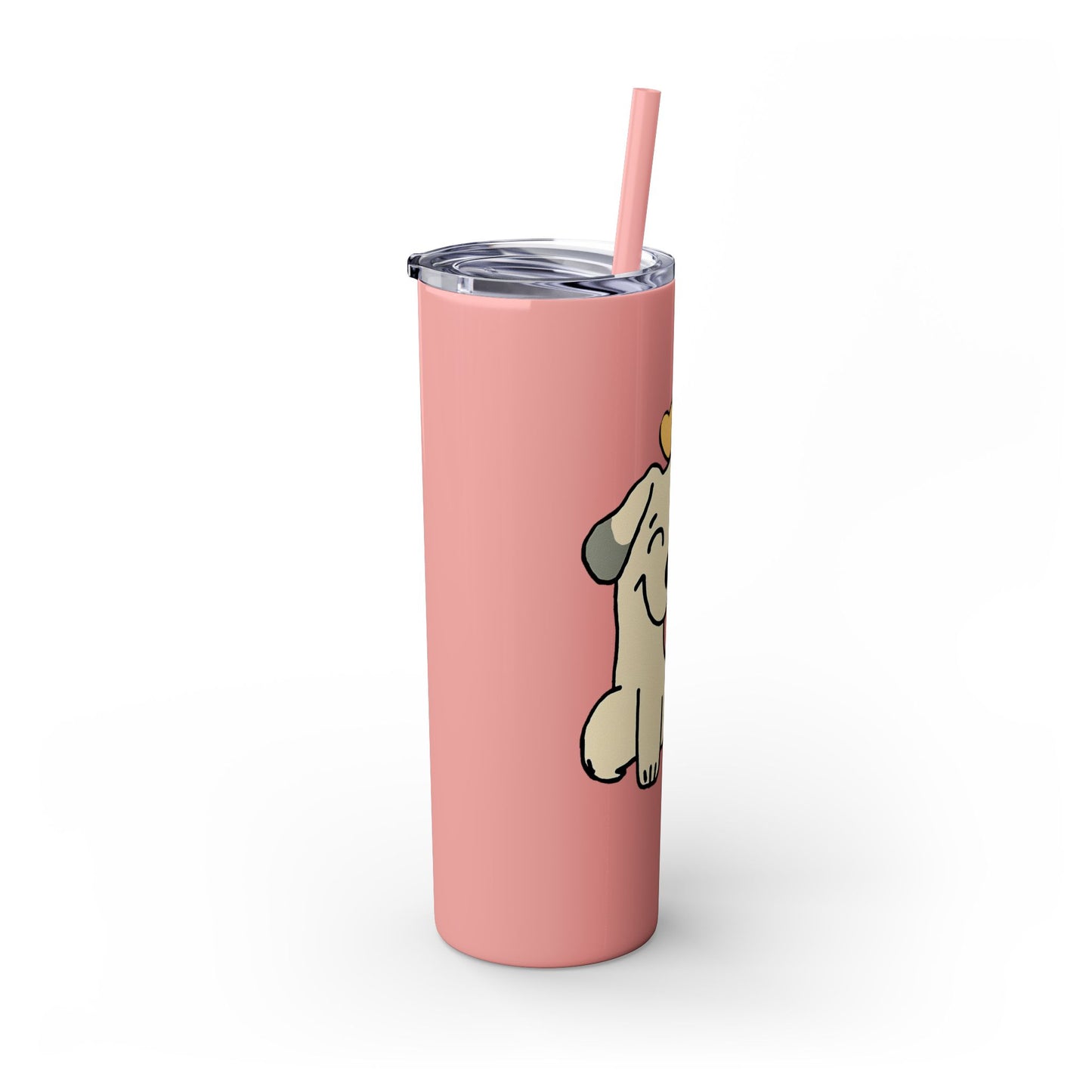 Happy Love Puppy Dog Skinny Tumbler with Straw, 20oz