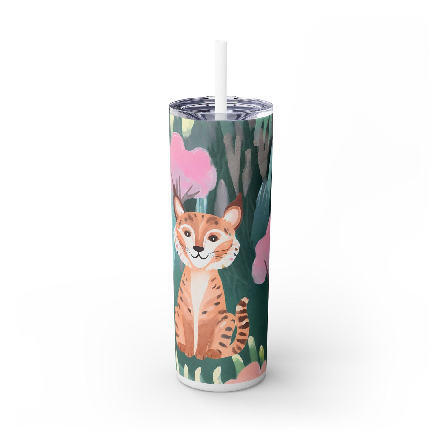 Bobcat Forest Skinny Tumbler with Straw, 20oz