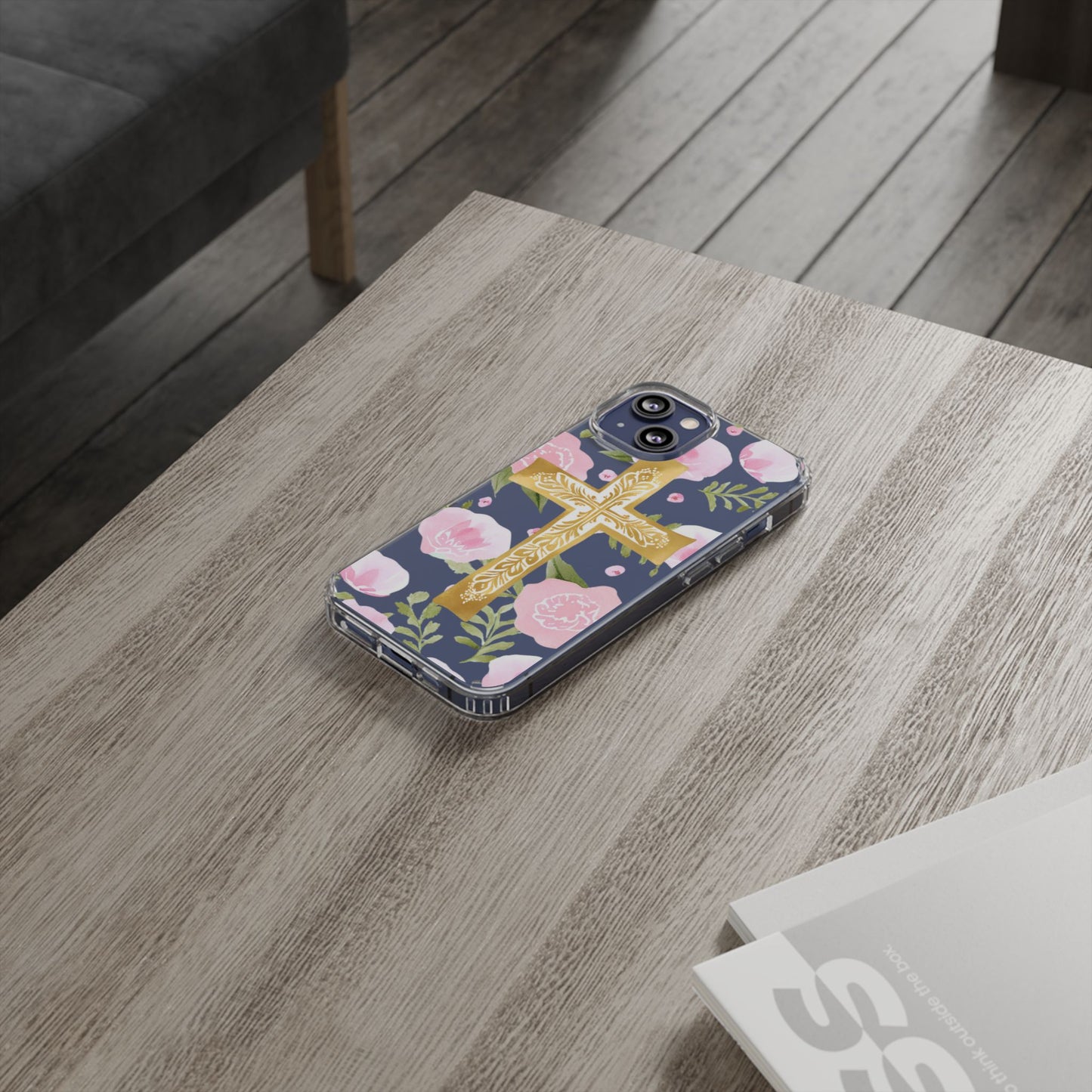 Gold Cross Clear Phone Case