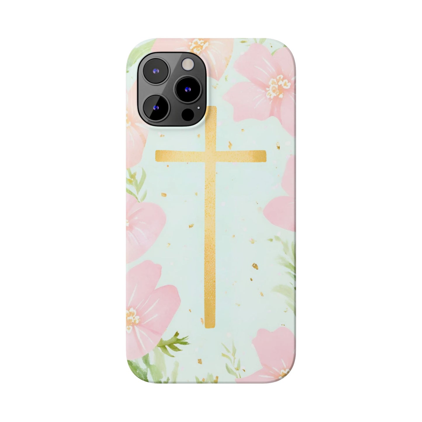 Cross with flowers Slim Phone Case