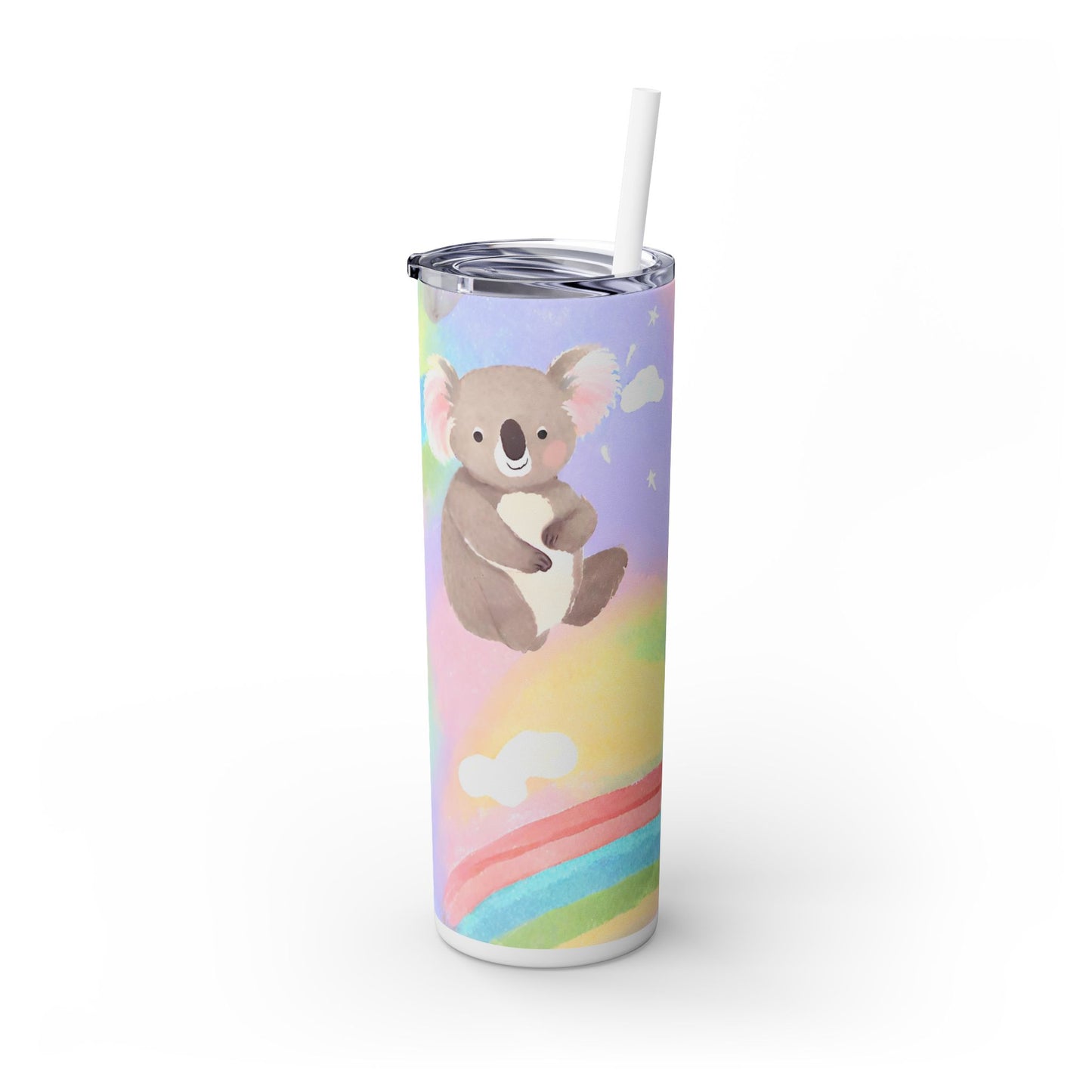 Koalas and Rainbows Skinny Tumbler with Straw, 20oz