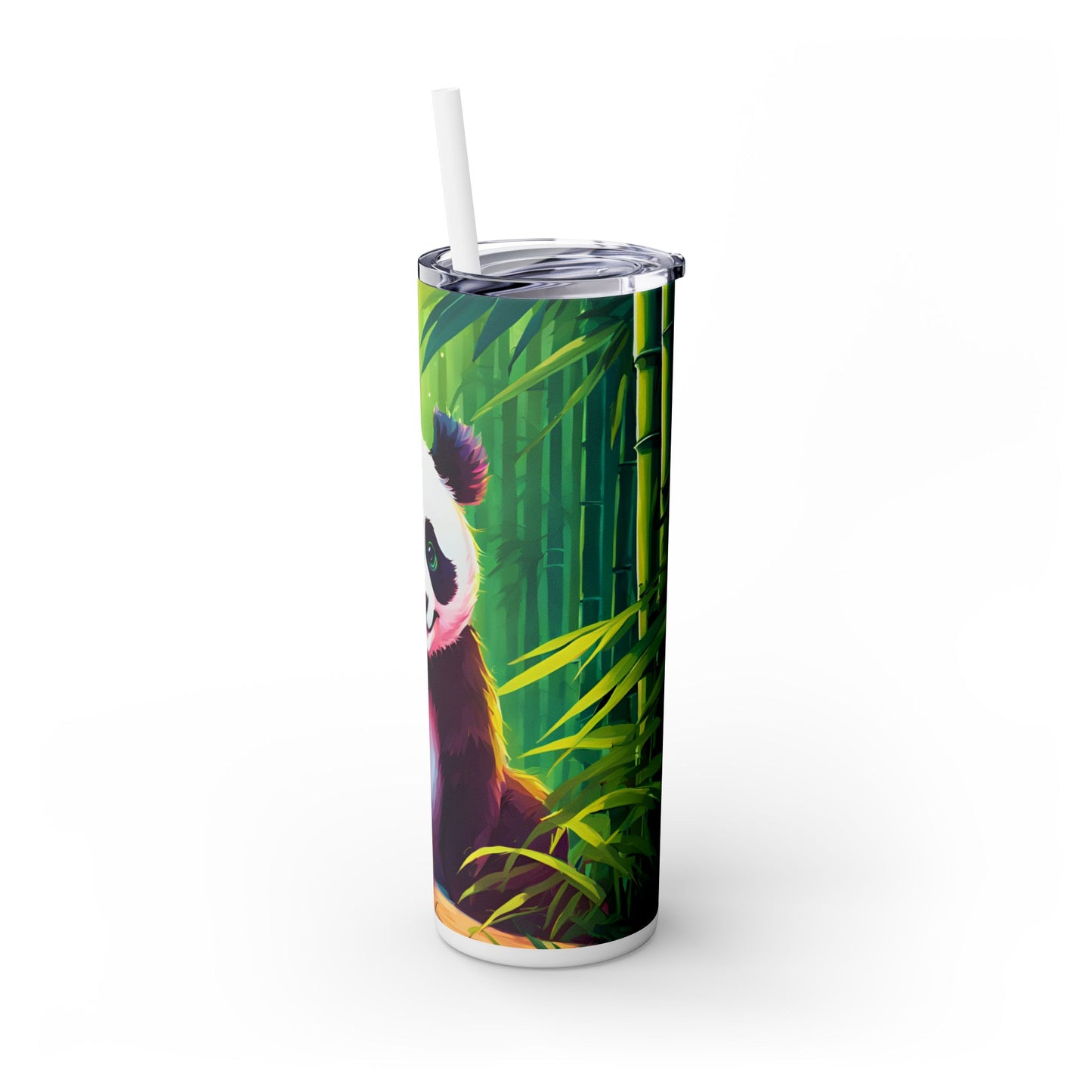 Panda Skinny Tumbler with Straw, 20oz