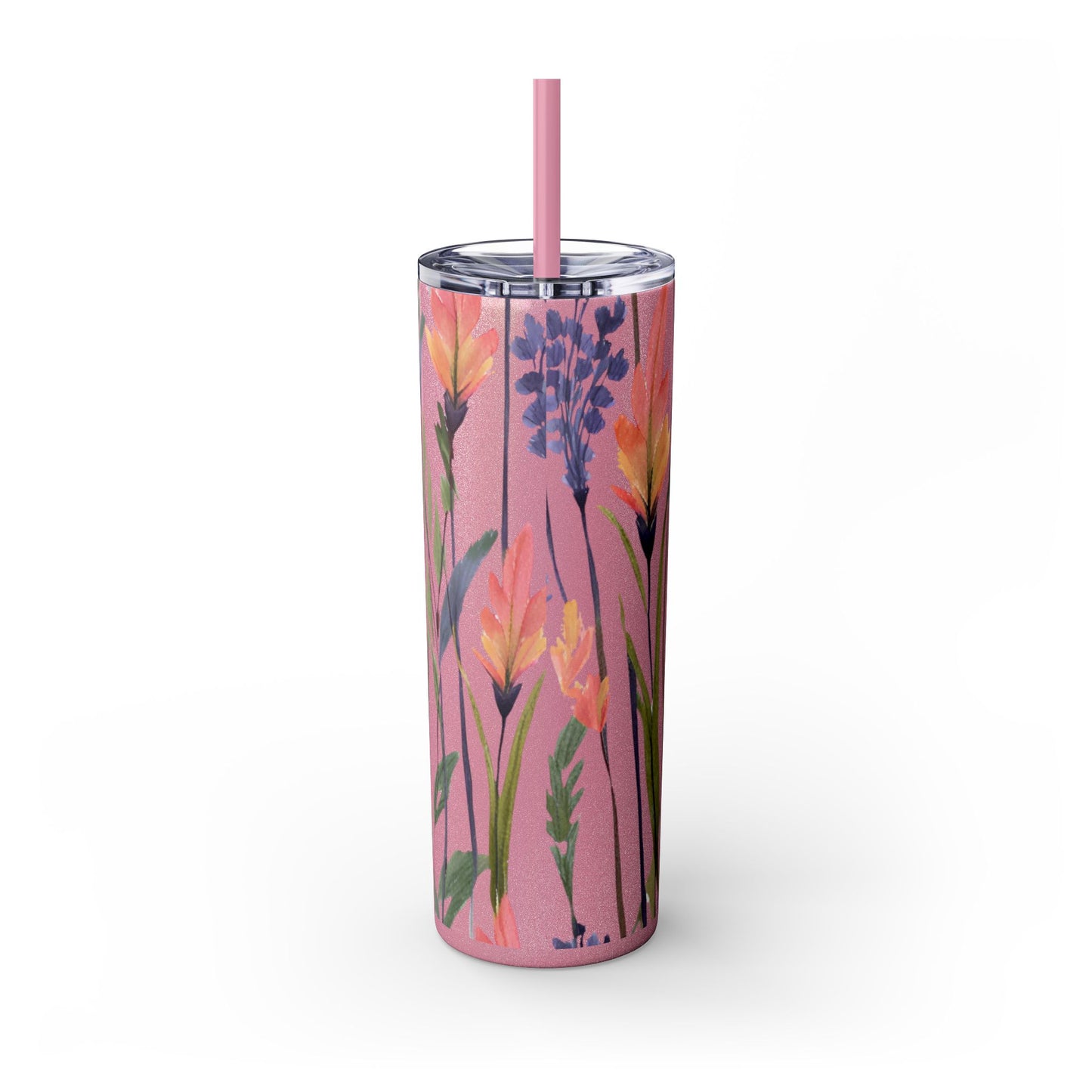 Wildflower Skinny Tumbler with Straw, 20oz