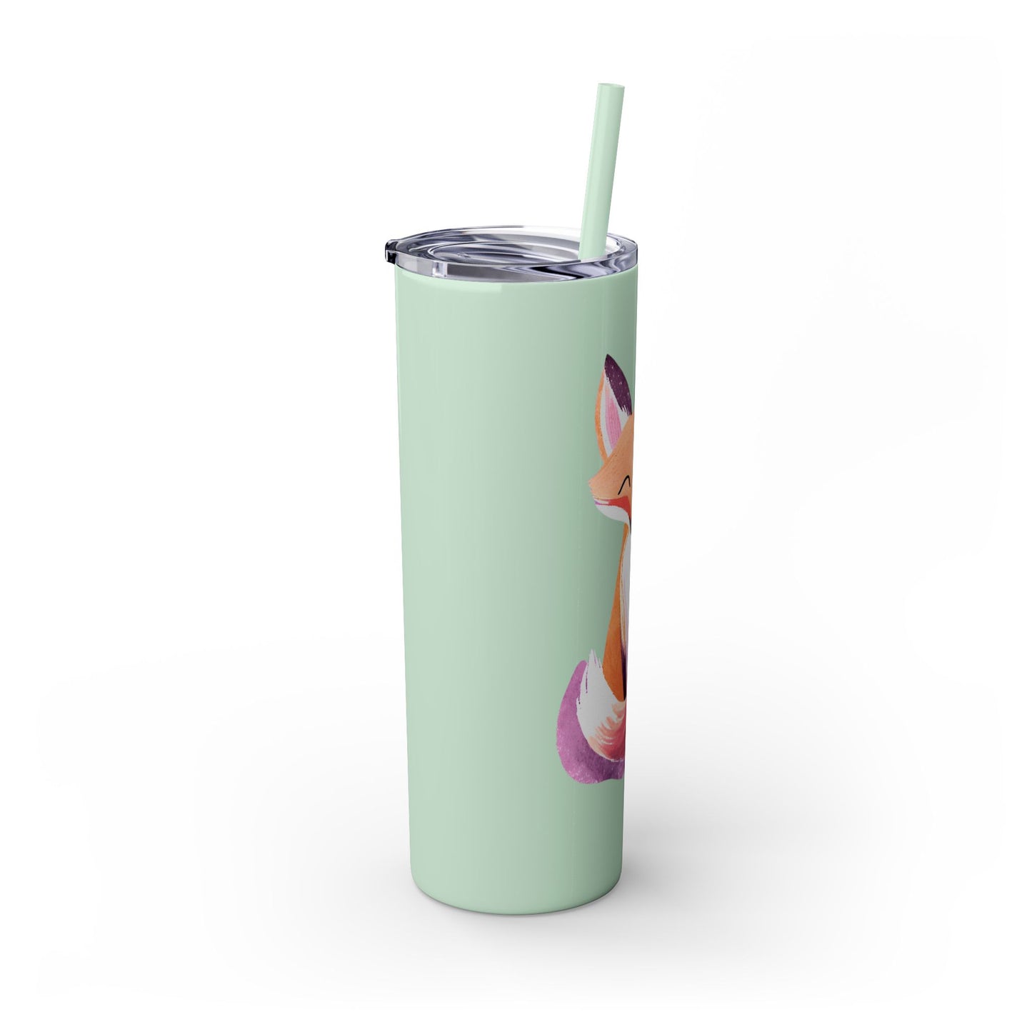 Cute Fox Skinny Tumbler with Straw, 20oz