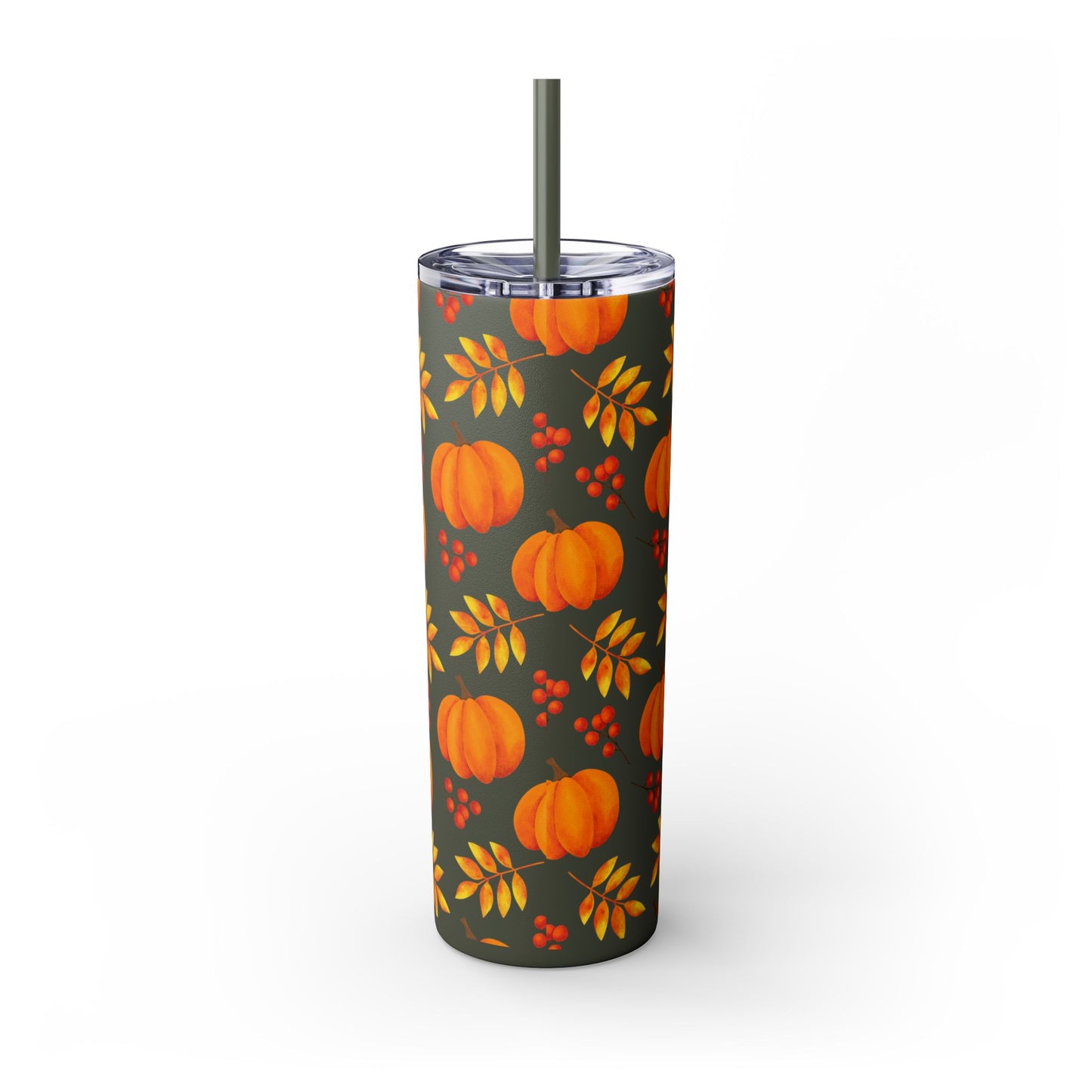 Pumpkin Skinny Tumbler with Straw, 20oz