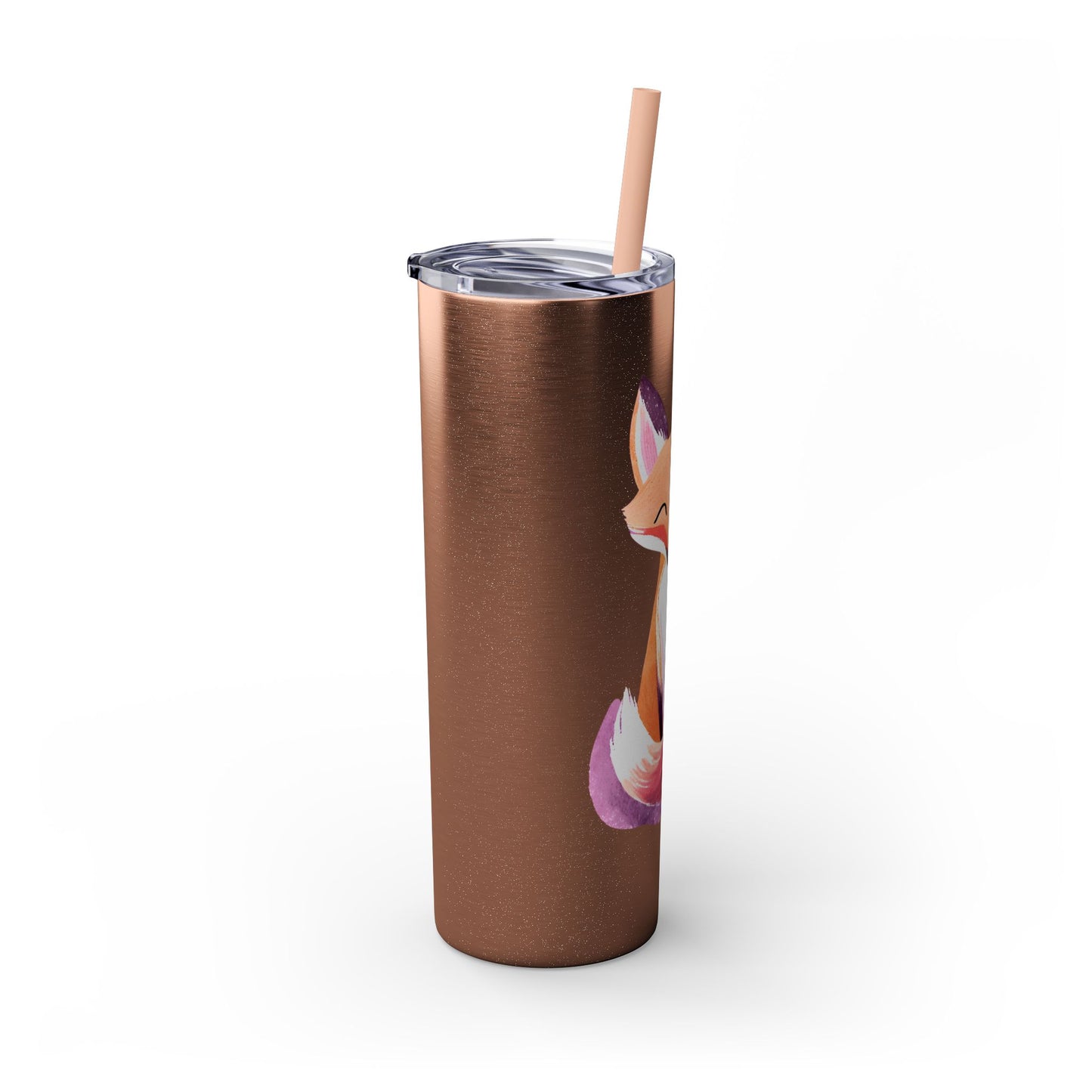 Cute Fox Skinny Tumbler with Straw, 20oz