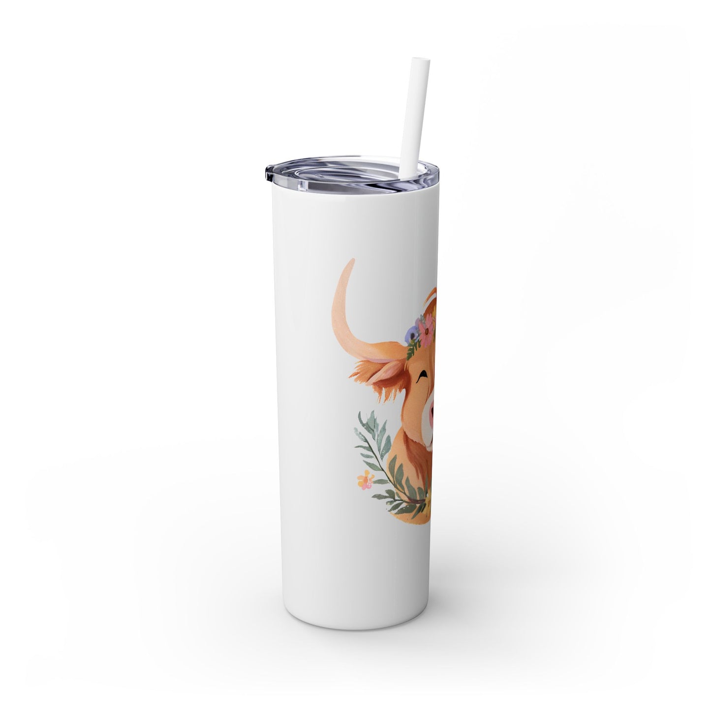 Highland Cow Skinny Tumbler with Straw, 20oz