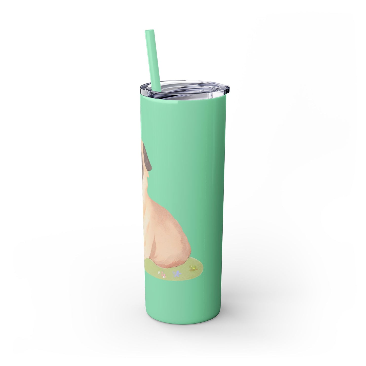 Happy Shepherd Puppy Dog Skinny Tumbler with Straw, 20oz