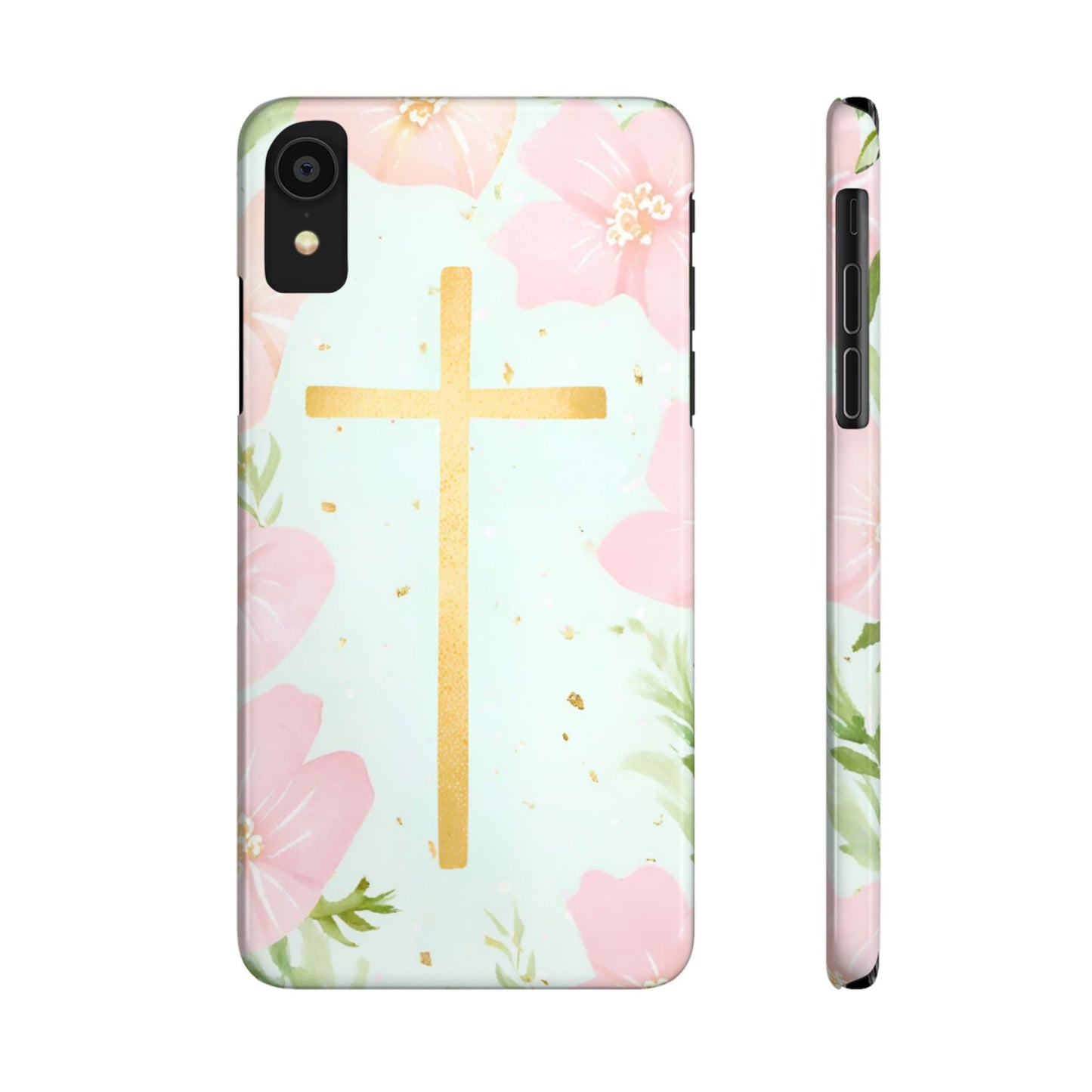 Cross with flowers Slim Phone Case