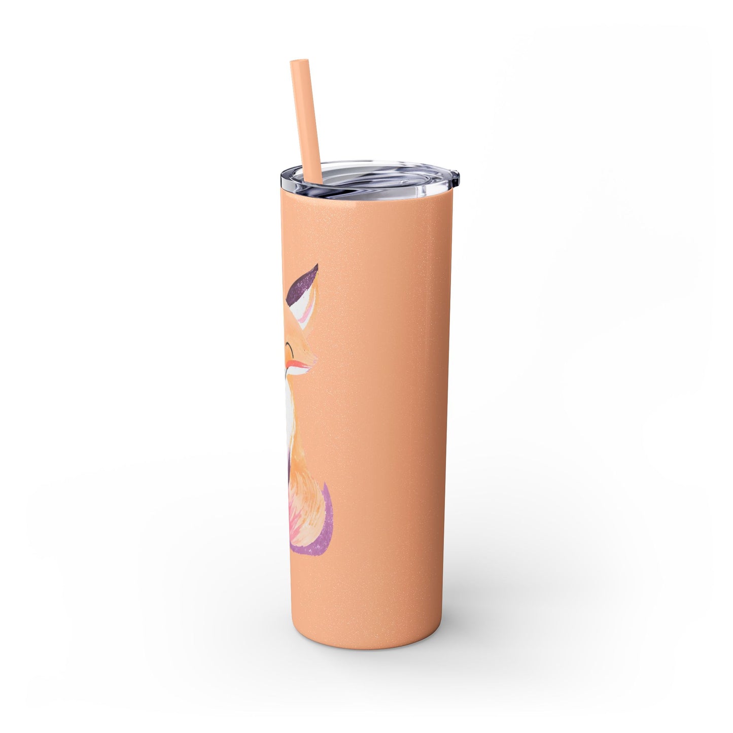 Cute Fox Skinny Tumbler with Straw, 20oz