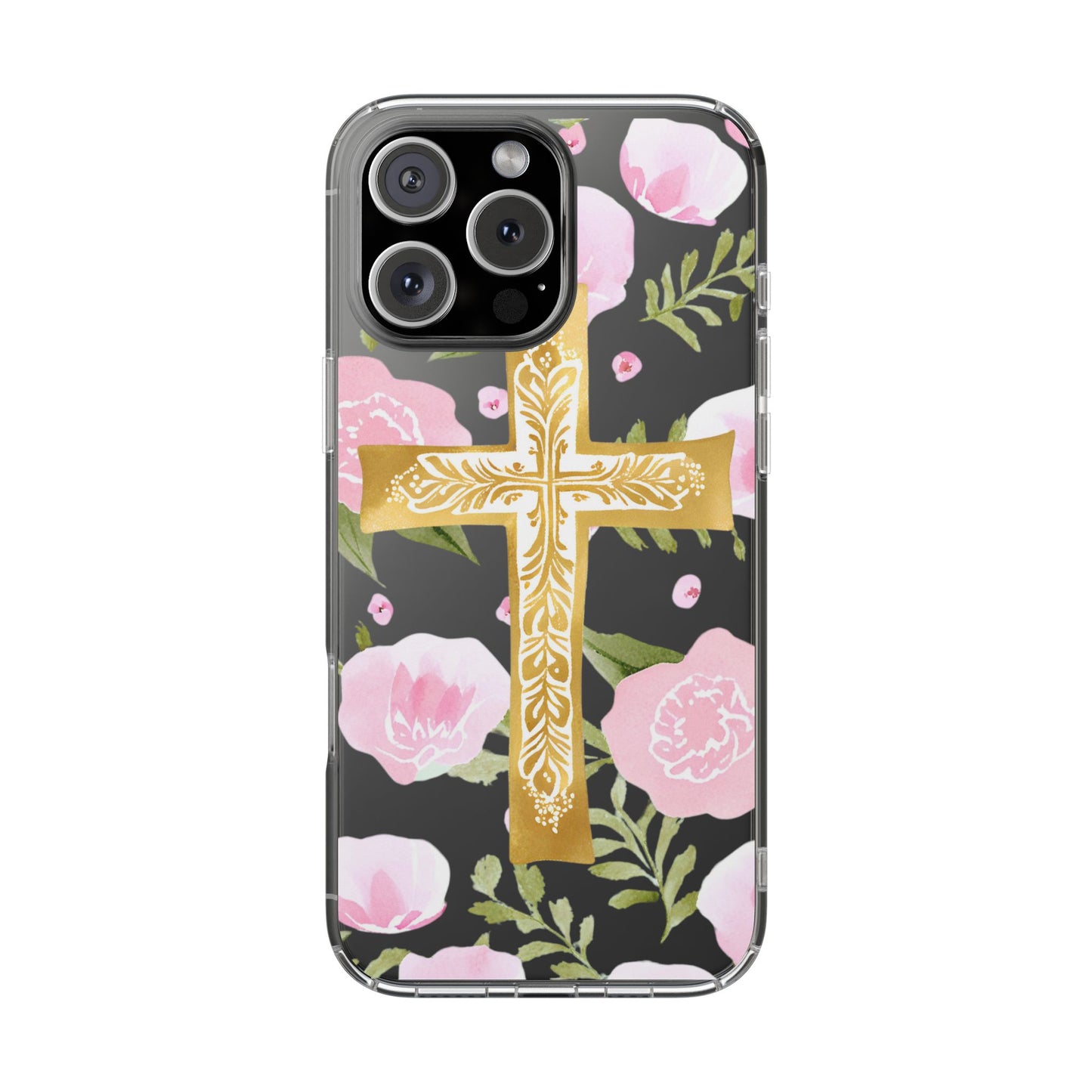 Gold Cross Clear Phone Case