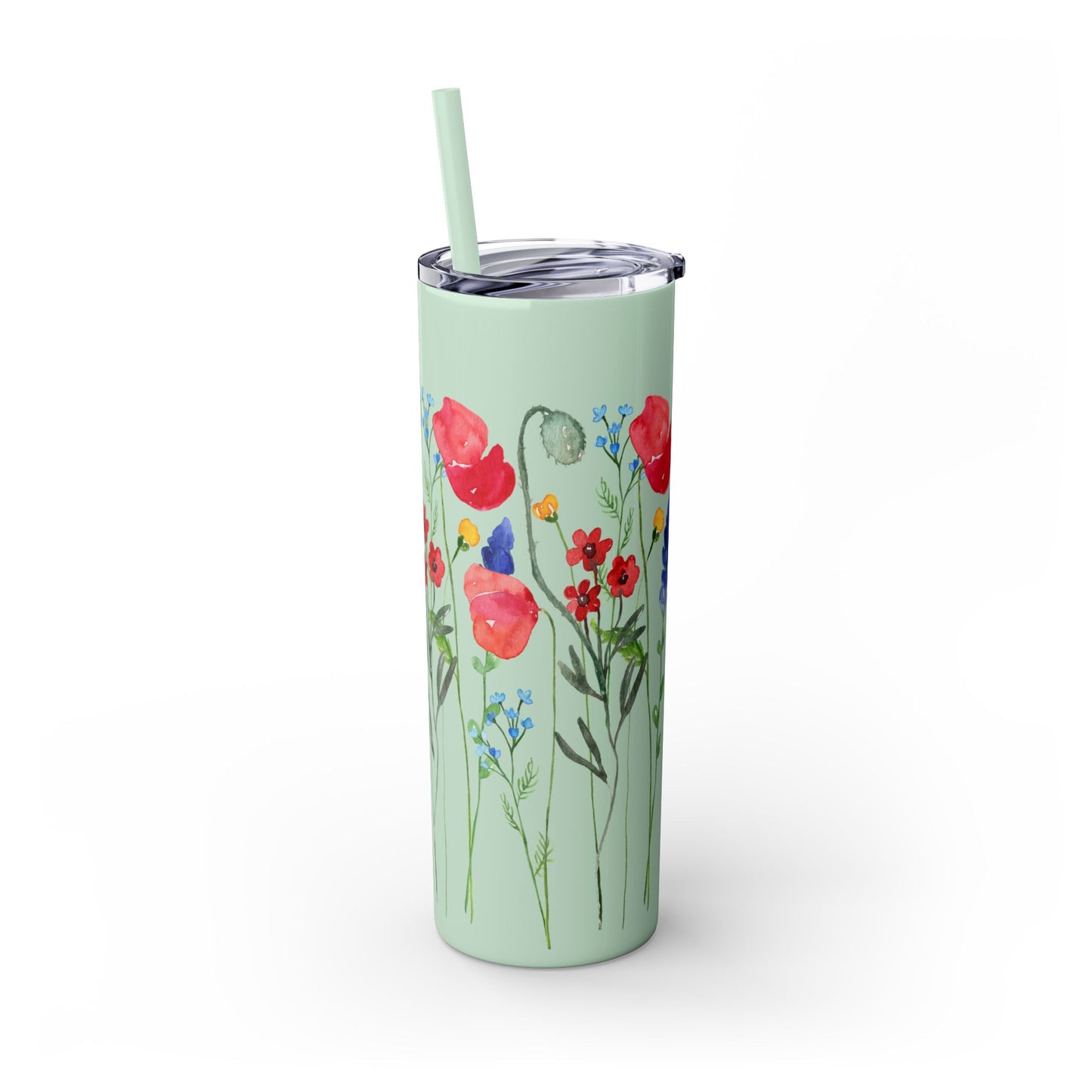 Wildflower Skinny Tumbler with Straw, 20oz