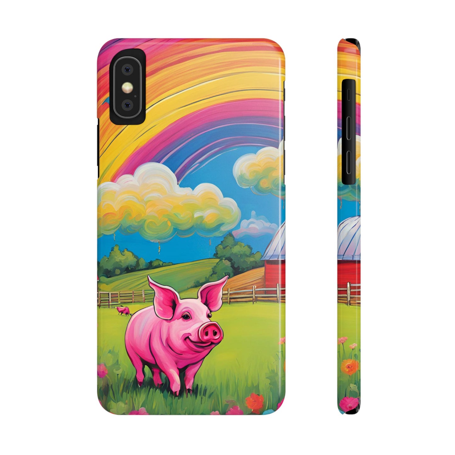 Rainbow Pig Farm Slim Phone Case